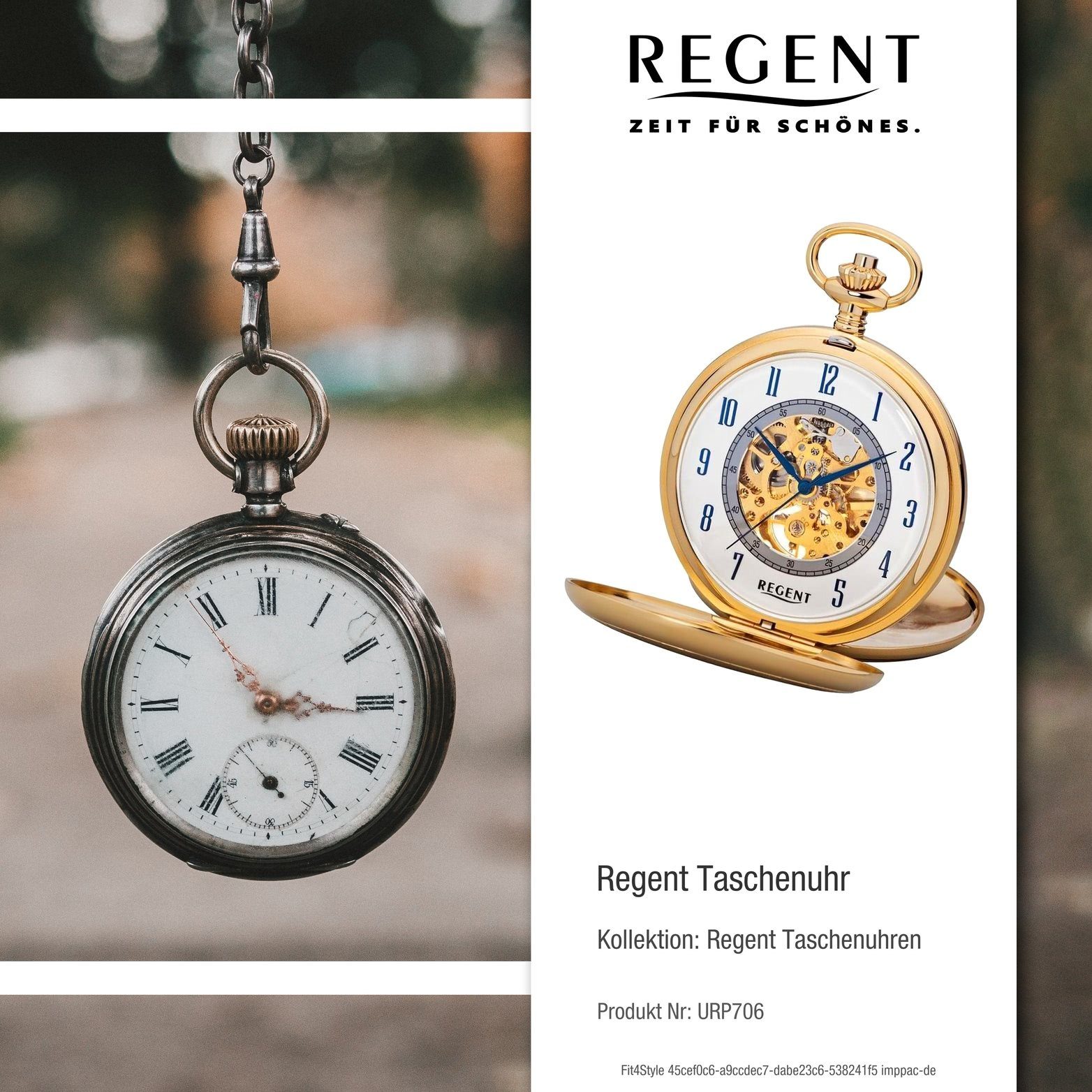 Regent Taschenuhr Regent Analog Taschenuhr extra Taschenuhr, (Analoguhr), groß rundes Herren 53mm) Gehäuse, (ca. Herrenuhr Gehäuse