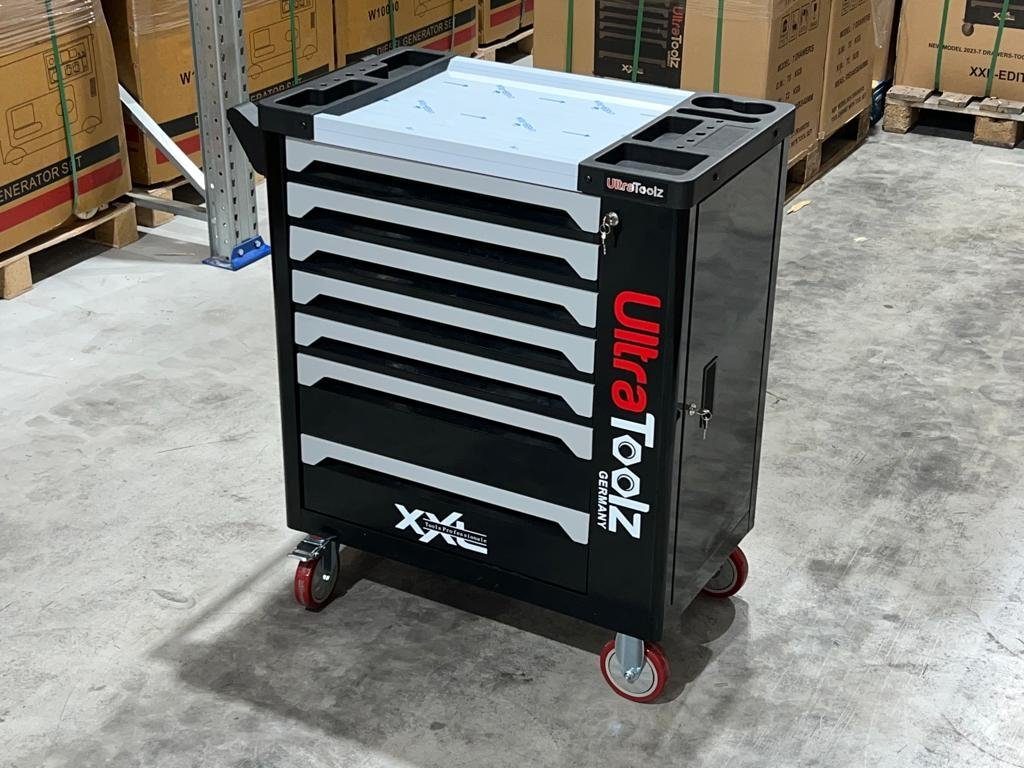 UltraToolz Werkzeugwagen Werkstattwagen befüllt 7/7 Chrom Vanadium Werkzeugwagen Rollwagen