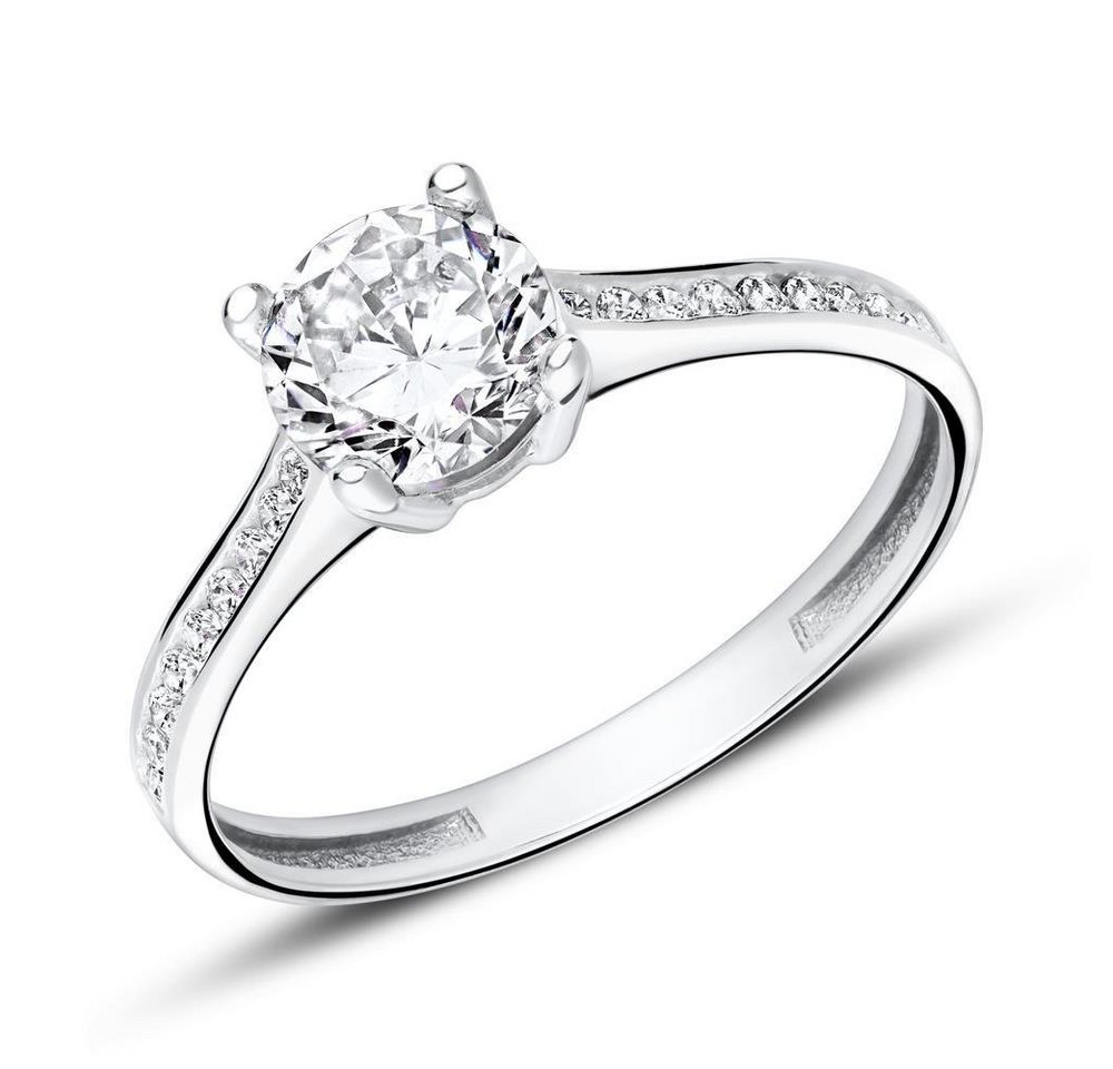 JEWLIX Verlobungsring Goldring Damen 375er Weißgold mit Zirkonia in Krappenfassung VR0458