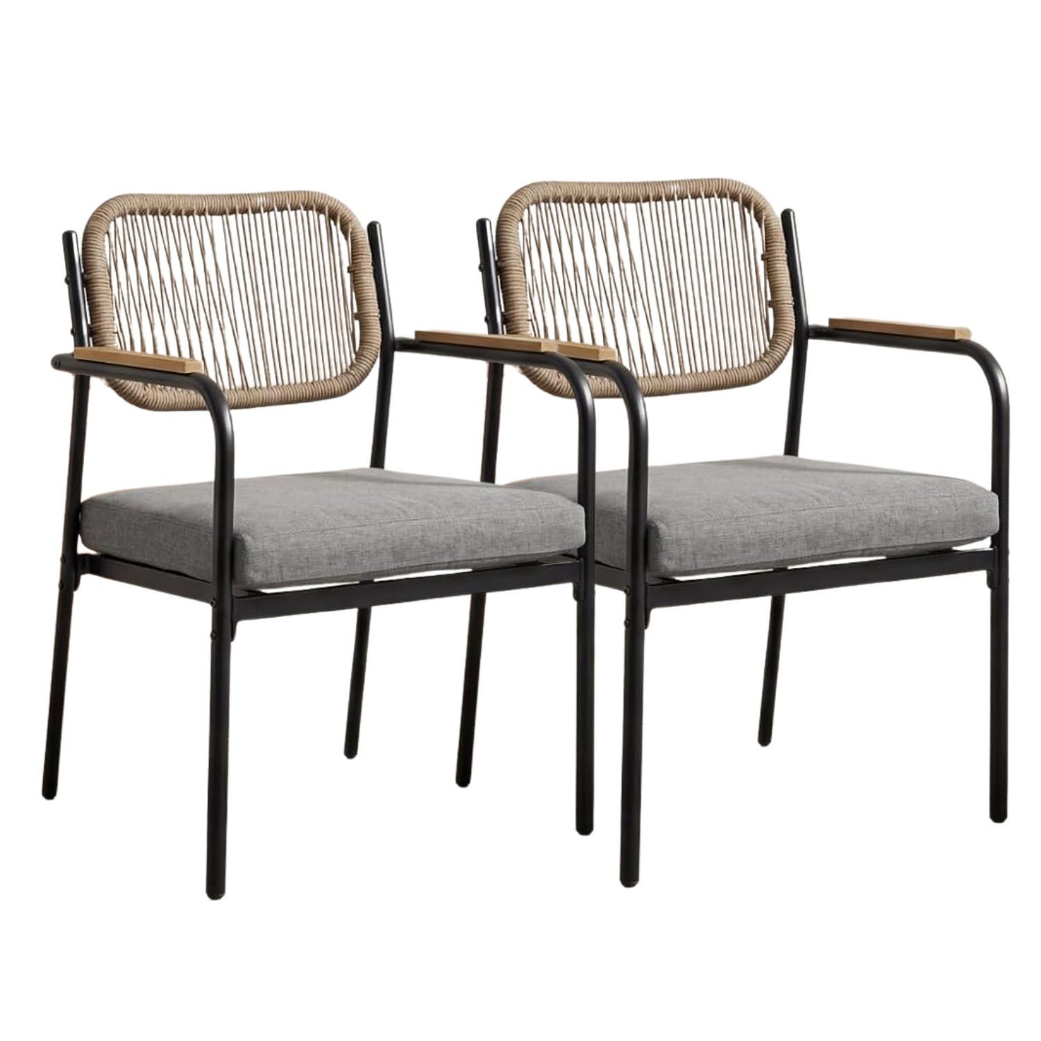 WAHSON OFFICE CHAIRS Gartenstuhl 2/4er Set wetterfester Gartensessel mit 8 cm Sitzkissen,Außenbereich (2 St)