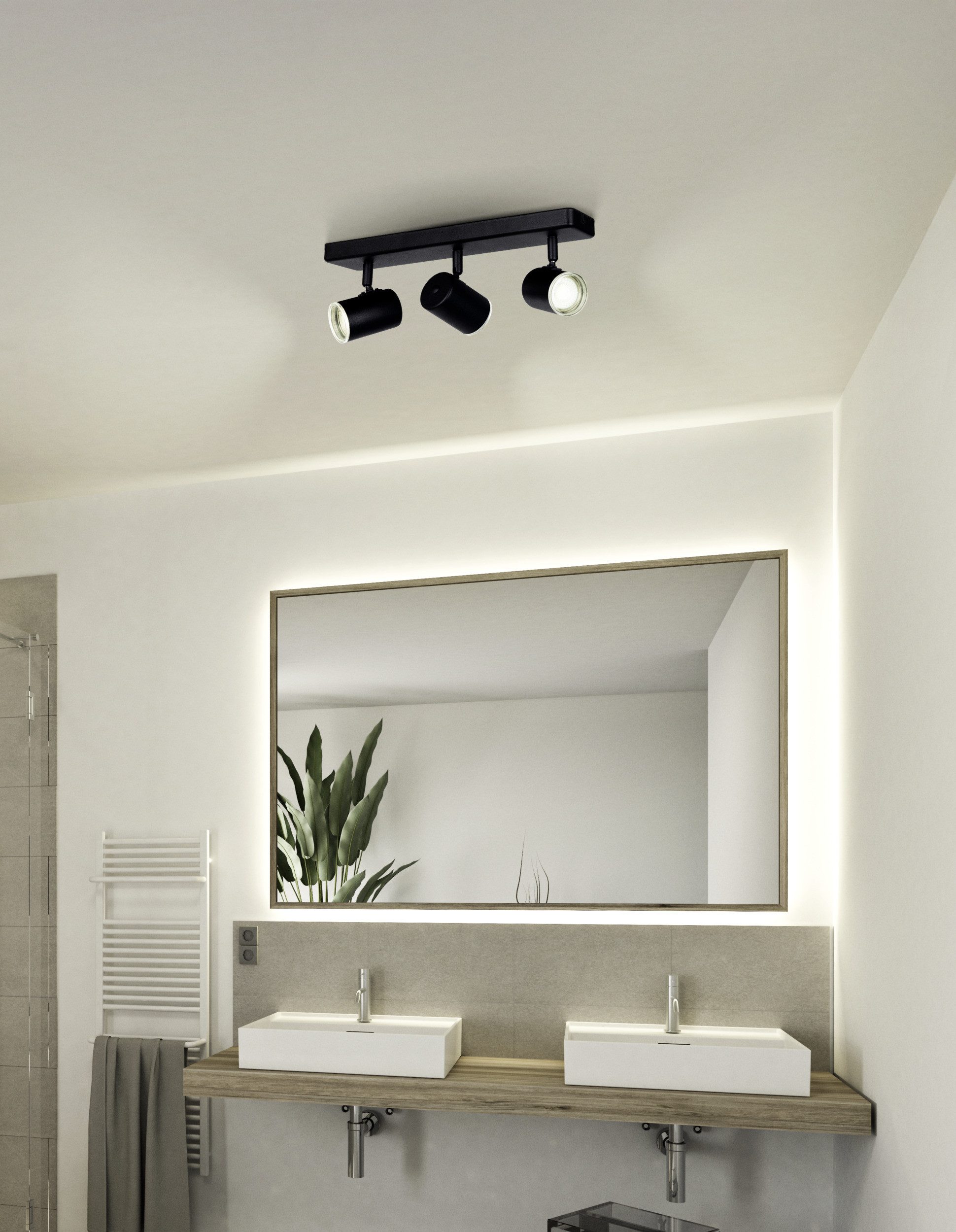 EGLO Deckenspot CONSUMA 1 Spotlampe - Stahl - GU10 - 3X5W - IP44, ohne Leuchtmittel, Wandleuchte, Wandspot, schwenkbar, Strahler, L40 x B8 x H13 cm