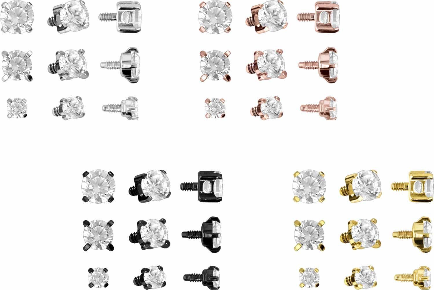PIERCINGLINE Piercing-Set Titan Schraubaufsatz mit Außengewinde EINGEFASSTE günstig online kaufen