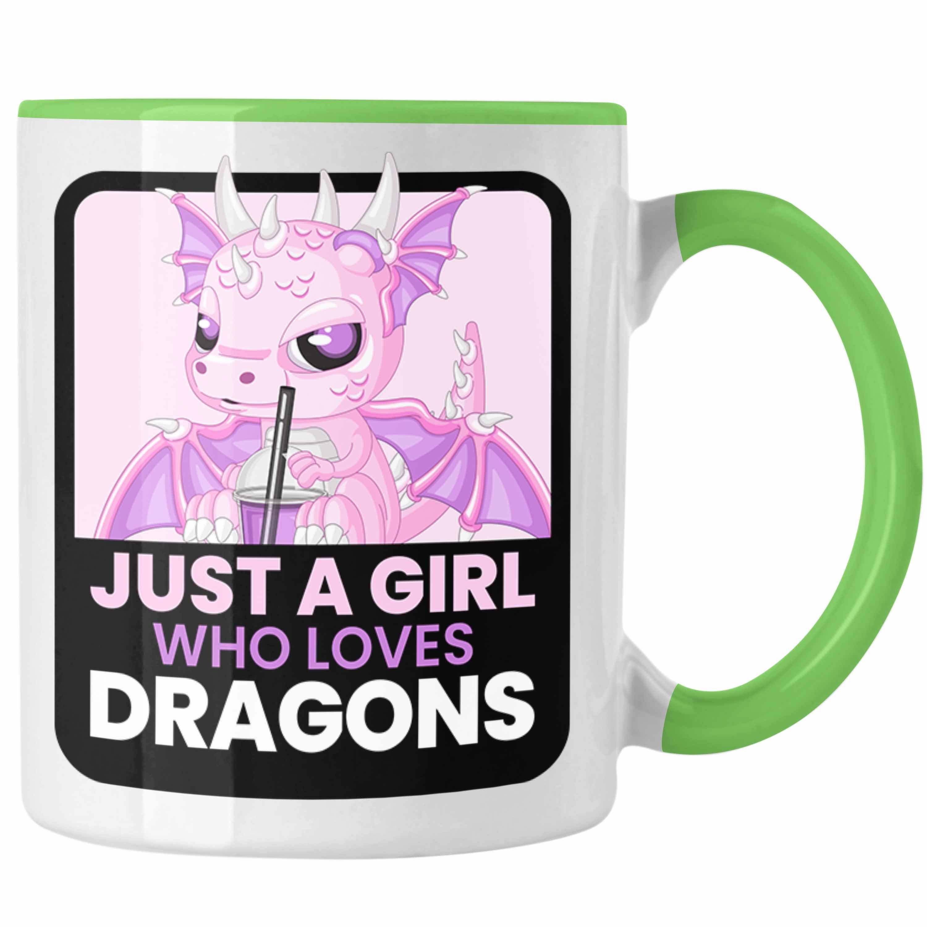 Trendation Tasse Drachen Tasse Geschenk für Drachen-Liebhaberin Geschenkidee Frauen Mäd Grün