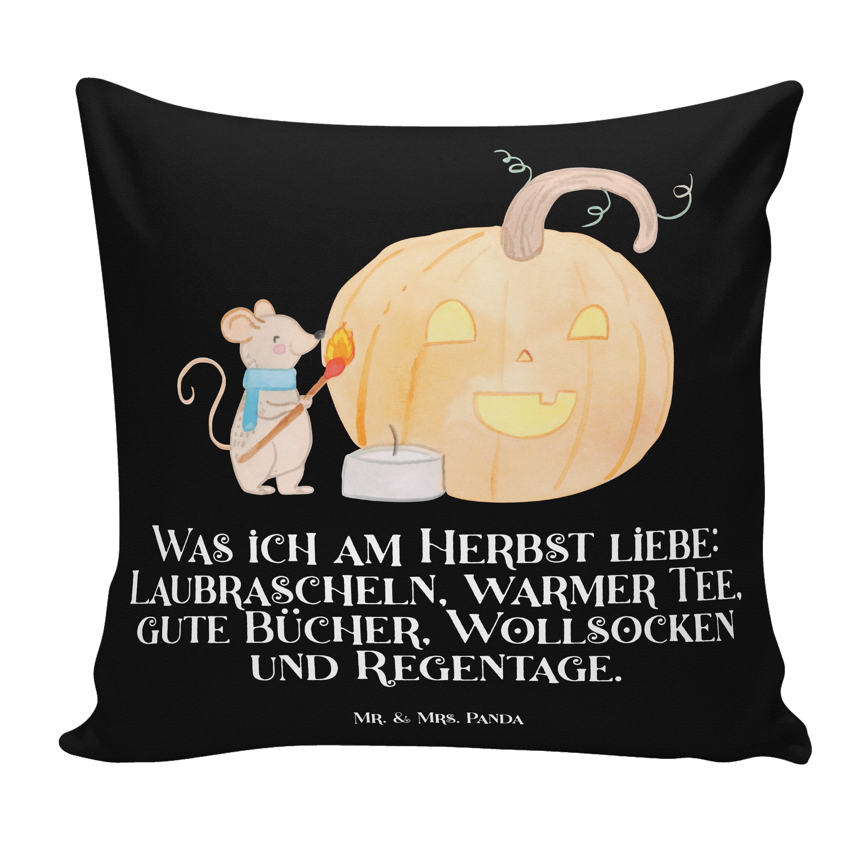 Mr. & Motivkissen, Kreidetafel Dekokissen Maus Halloween, - Kürbis Hallow Panda Mrs. Geschenk, -