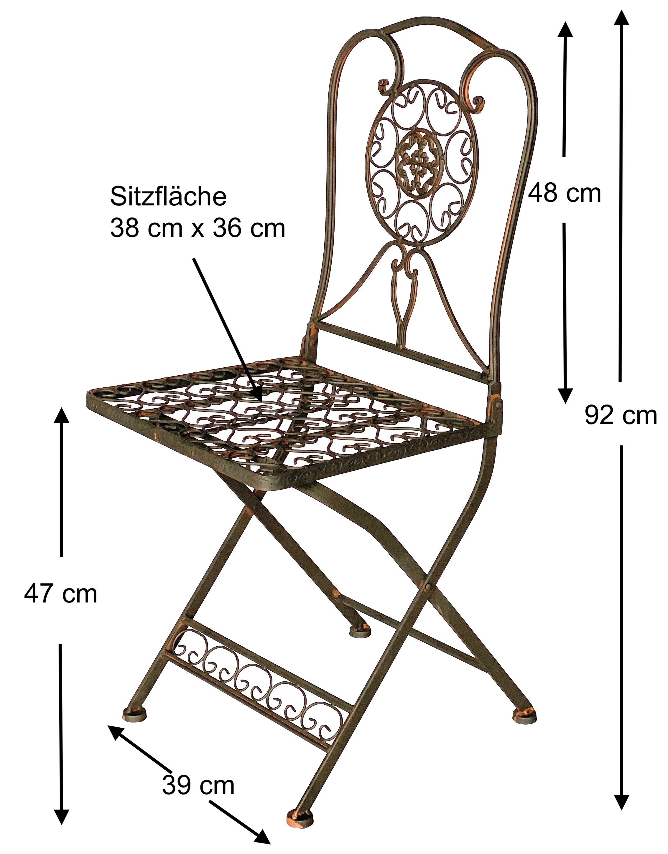 2 Sitzgruppe Eisen Sitzgruppe Tecla klappbar DanDiBo mit Bistroset Garten Stühlen