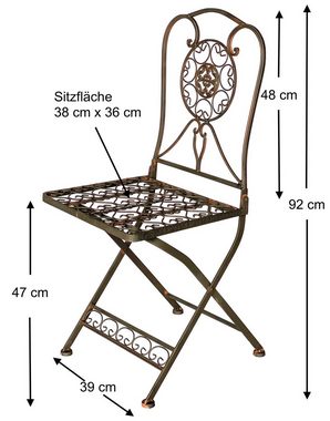 DanDiBo Sitzgruppe Sitzgruppe Eisen Garten Bistroset Tecla mit 2 Stühlen klappbar