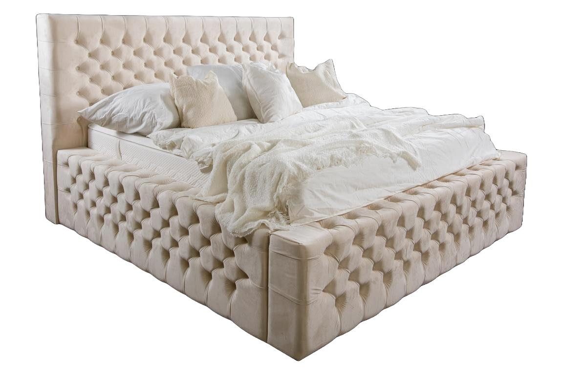 JVmoebel Bett Luxus Bett Chesterfield Samt Кровати Textil Doppel Hotel Möbel 140x200, Made in Europa