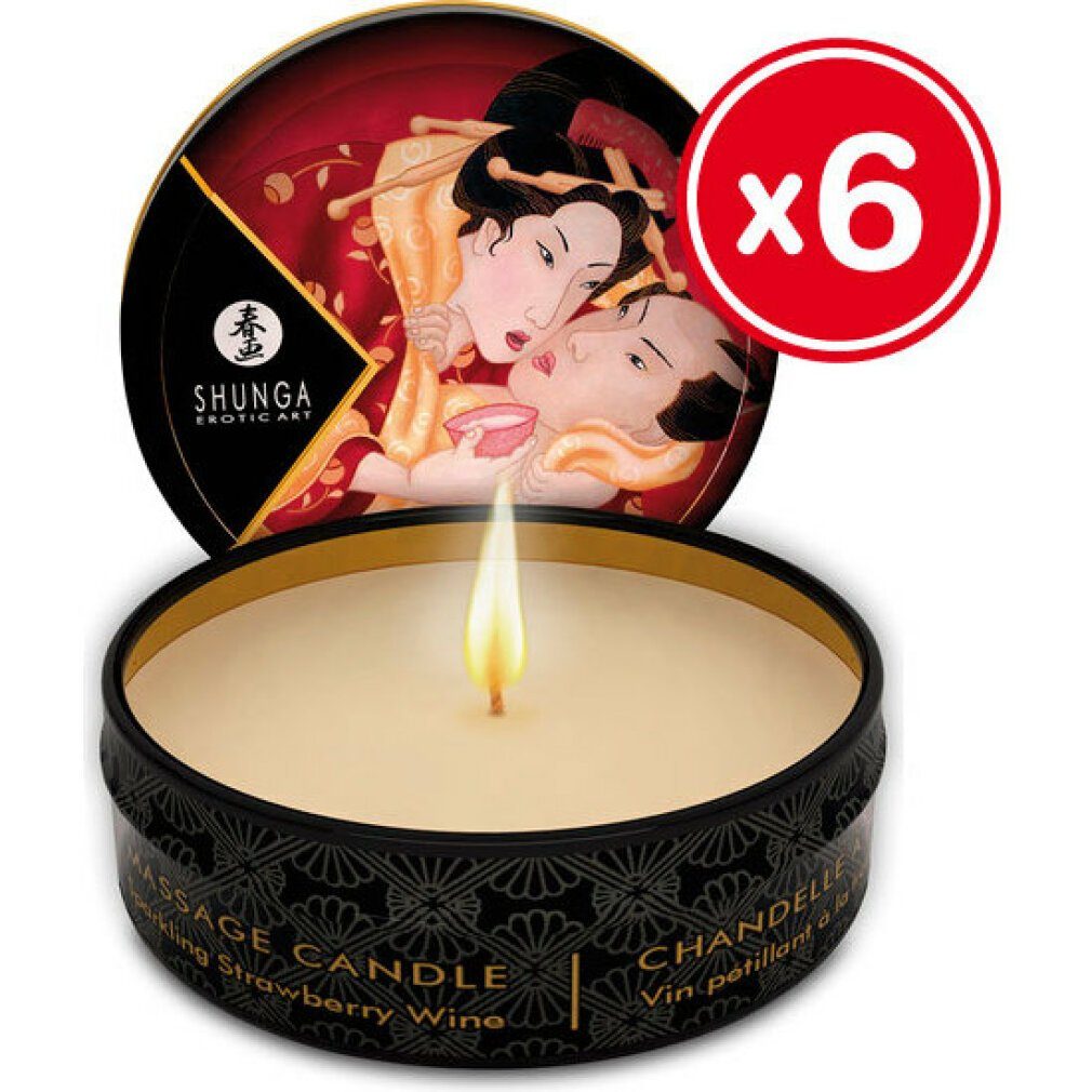 SHUNGA Gleit- & Massageöl SHUNGA Massage Candle Romance/Sparkl. Strawberry Wine 30ml, 6 pcs