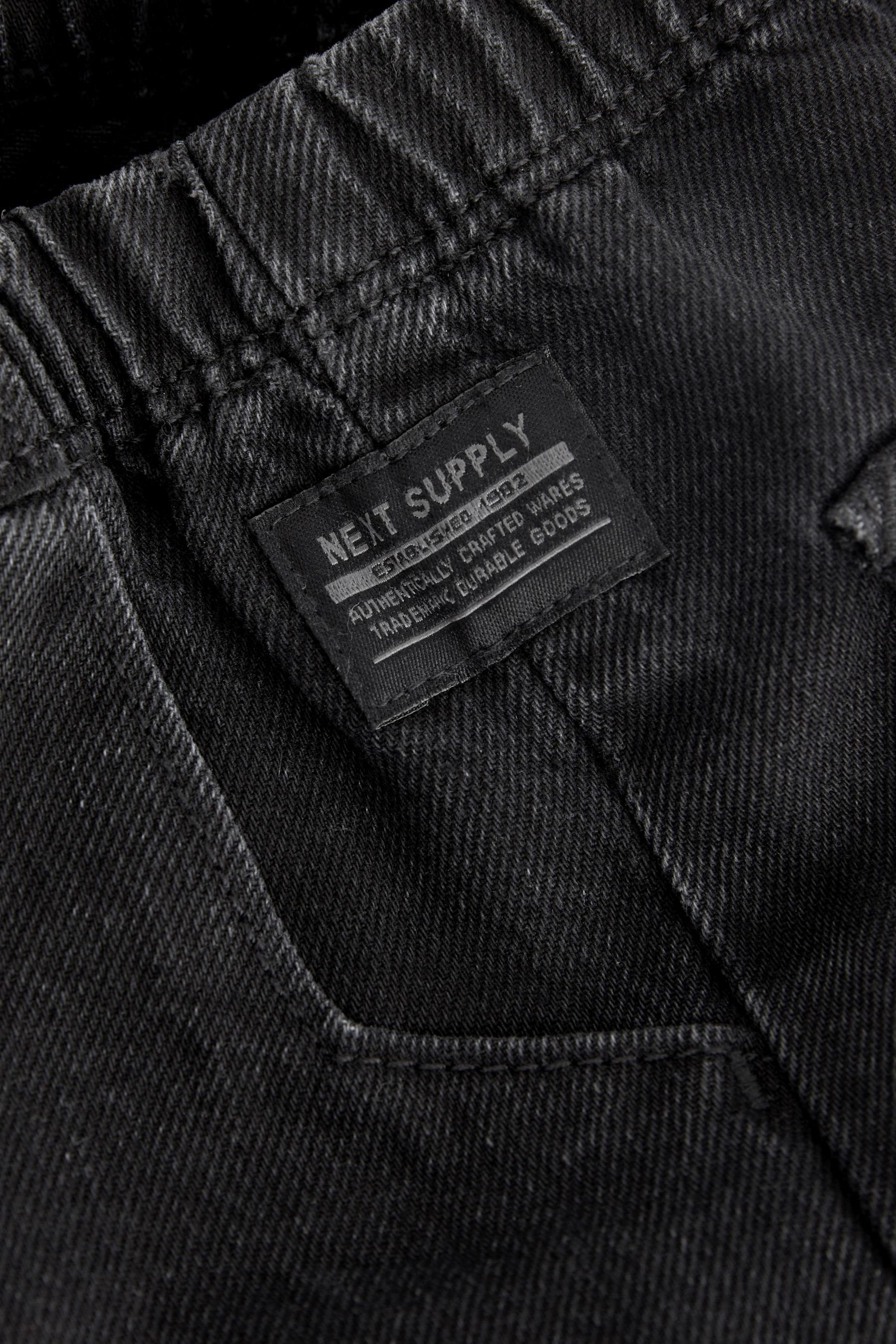 Denim Bündchen Schlupfjeans mit Black (1-tlg) Next Schlupfjeans