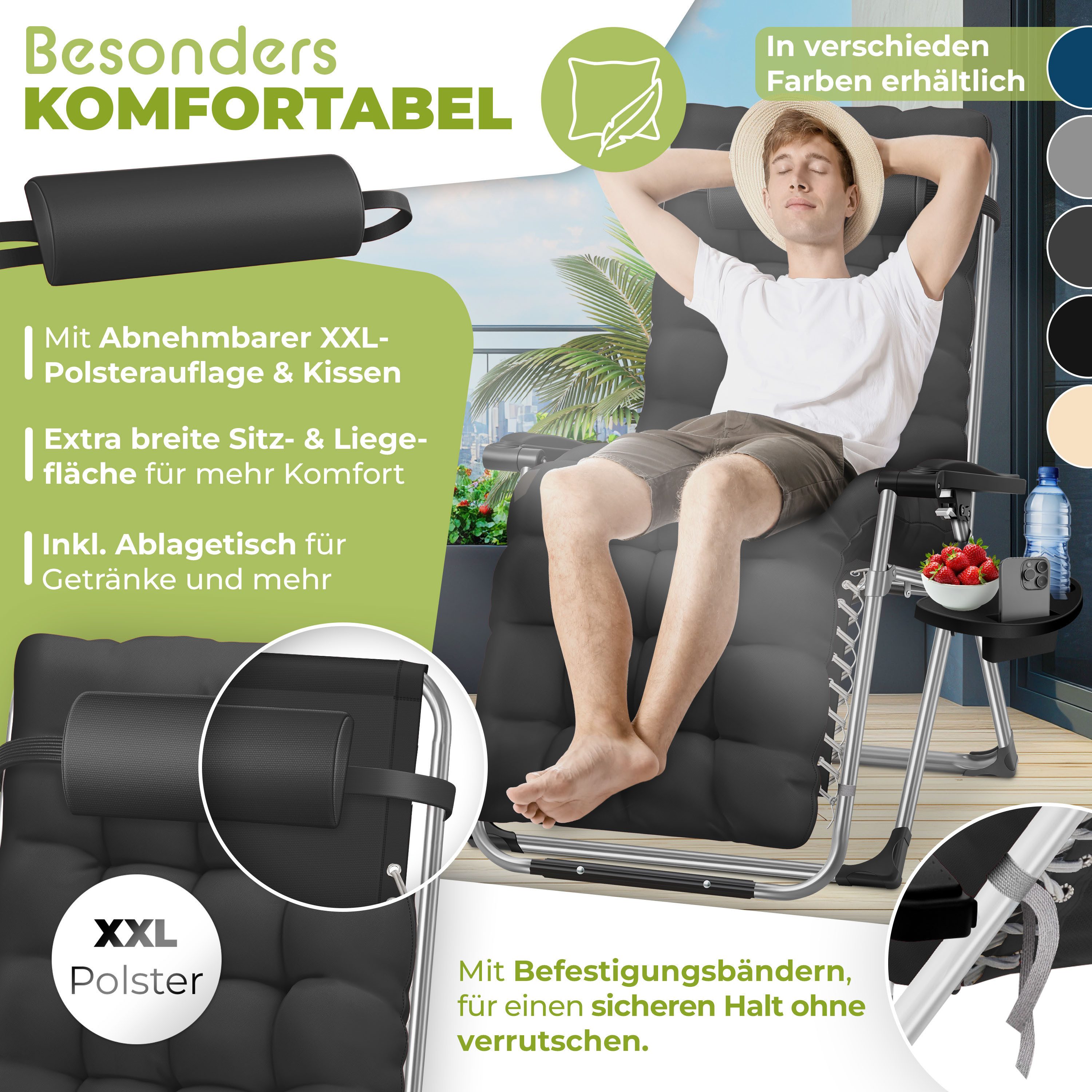 KESSER Gartenliege, Sonnenliege Liegestuhl Klappbar + günstig online kaufen