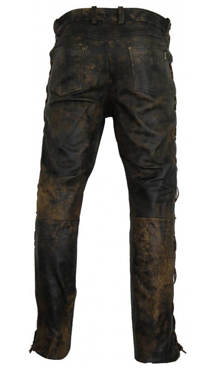 MDM Lederhose Vintage Herren Lederhose seitlich geschnürt im Used Look günstig online kaufen
