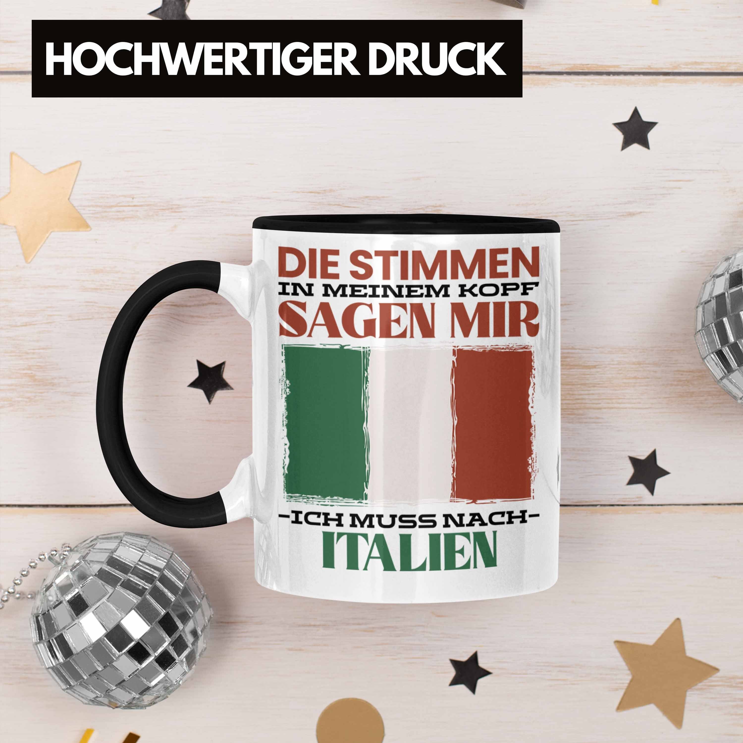 Schwarz Geschenkidee Italien Geschenk Tasse Tasse Italiener Heimat Spruch Urlaub Trendation