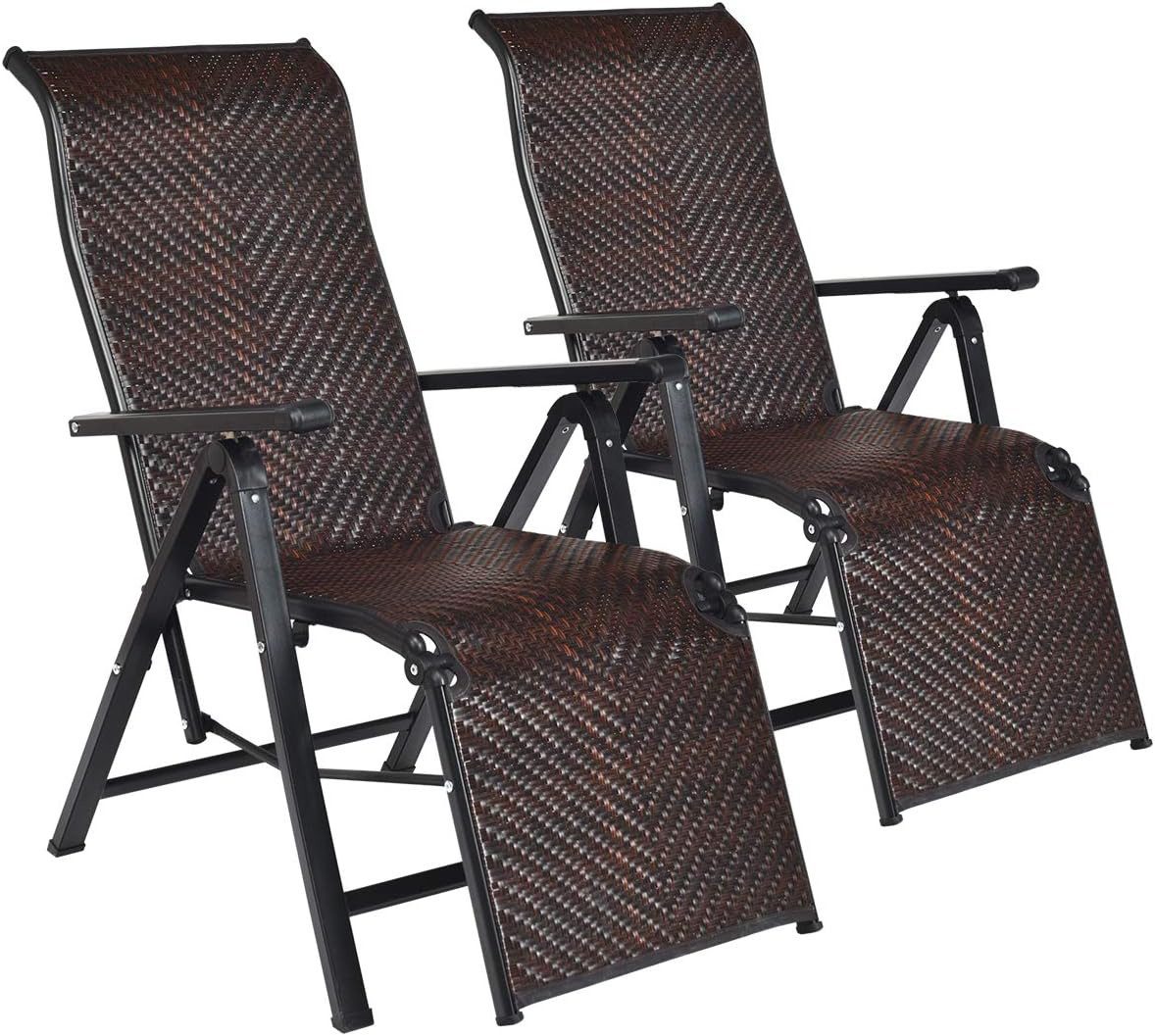 KOMFOTTEU Rattanstuhl Freizeitstuhl (2 St), Klappsessel aus PE-Rattan,verstellbarer Rückenlehne