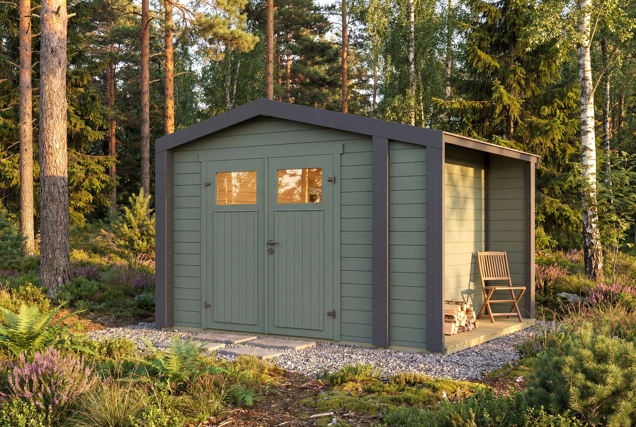 weka Gartenhaus Killarney, BxT: 311x263 cm, Doppeltür, 1/4 verglast