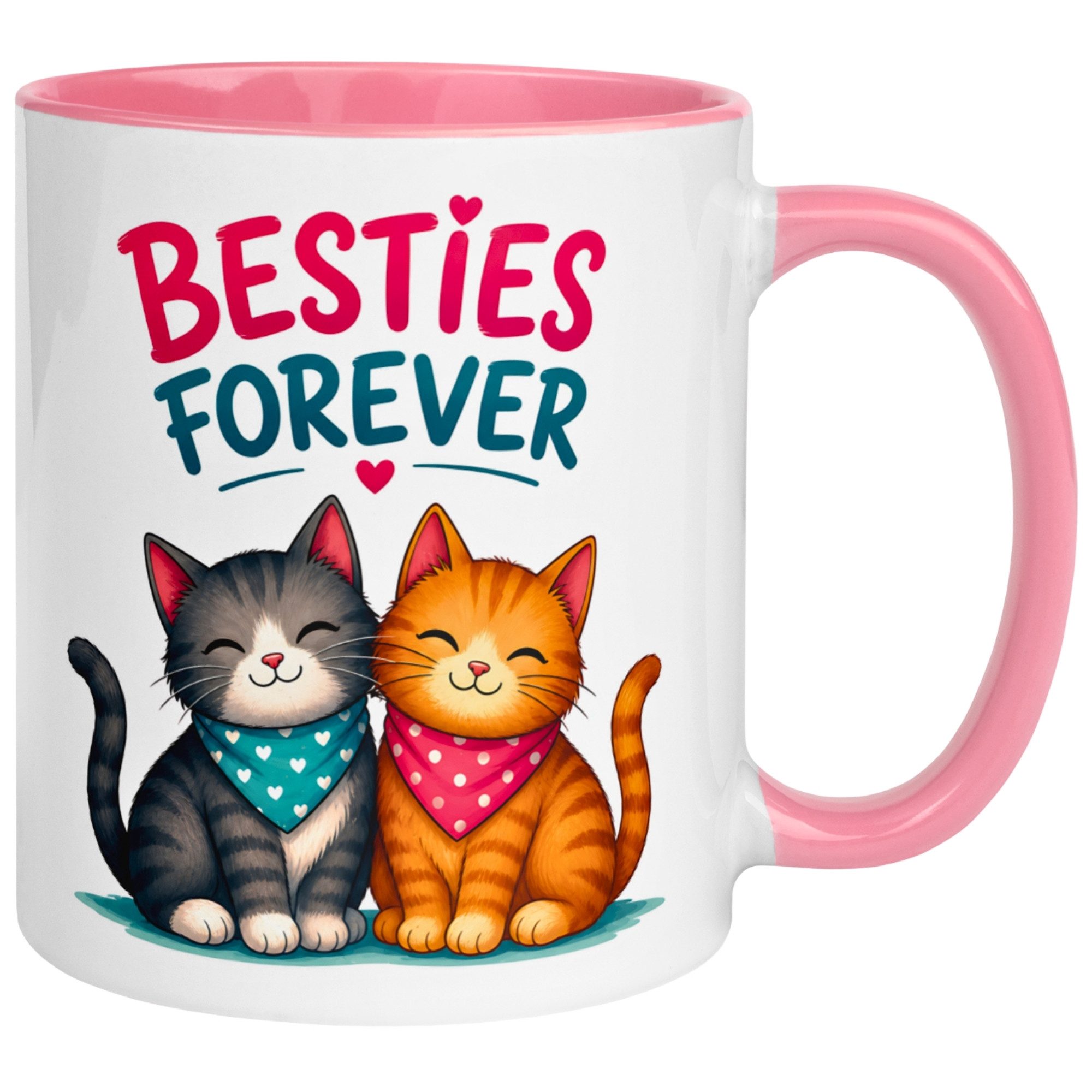 Momentals Tasse Katzen Freundschaft – „Besties Forever“ – Geschenk Beste Freundin, Gratis Versand · Links-&Rechtshänder · Spülmaschinenfest
