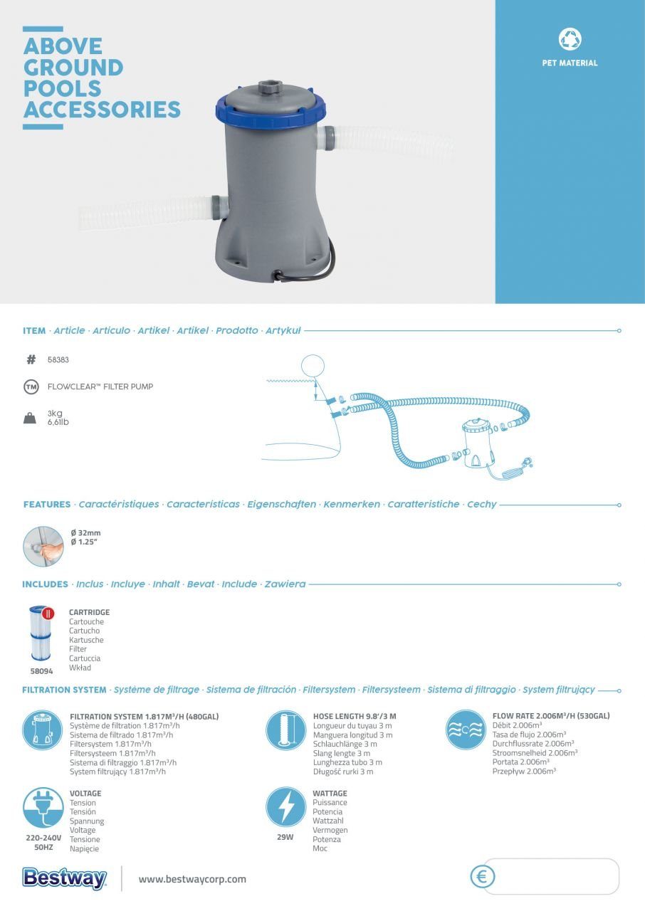 BESTWAY Pool-Filterpumpe Bestway Flowclear Filterpumpe 2.006 günstig online kaufen