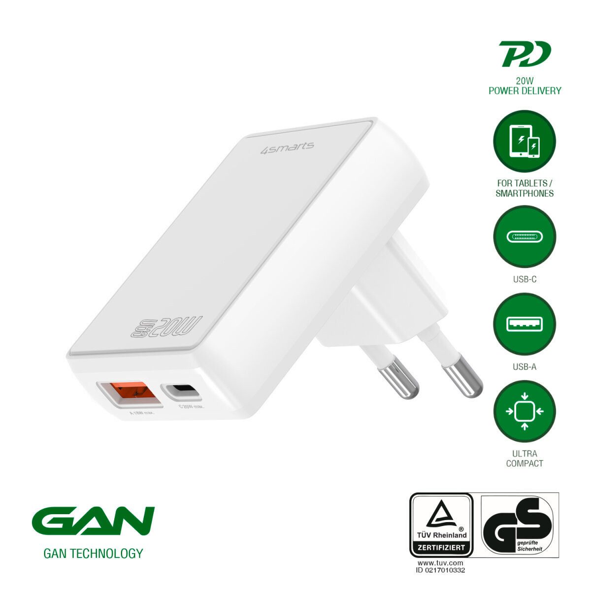 4smarts FlatPlug Duos GaN Universal-Netzteil