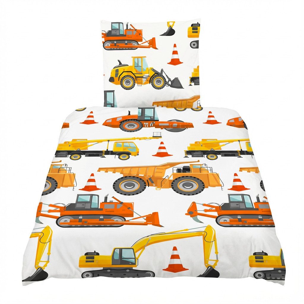 good morning Bettwäsche Baumwolle, Renforcé, 2 teilig, Baustellenfahrzeuge günstig online kaufen