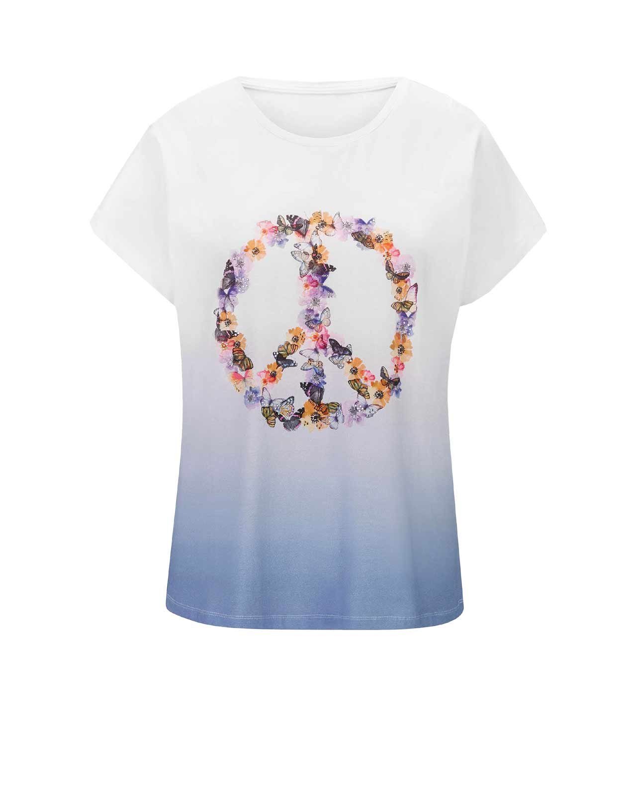 heine Print-Shirt LINEA TESINI Damen Designer-Farbverlauf-Shirt eisblau Print, m