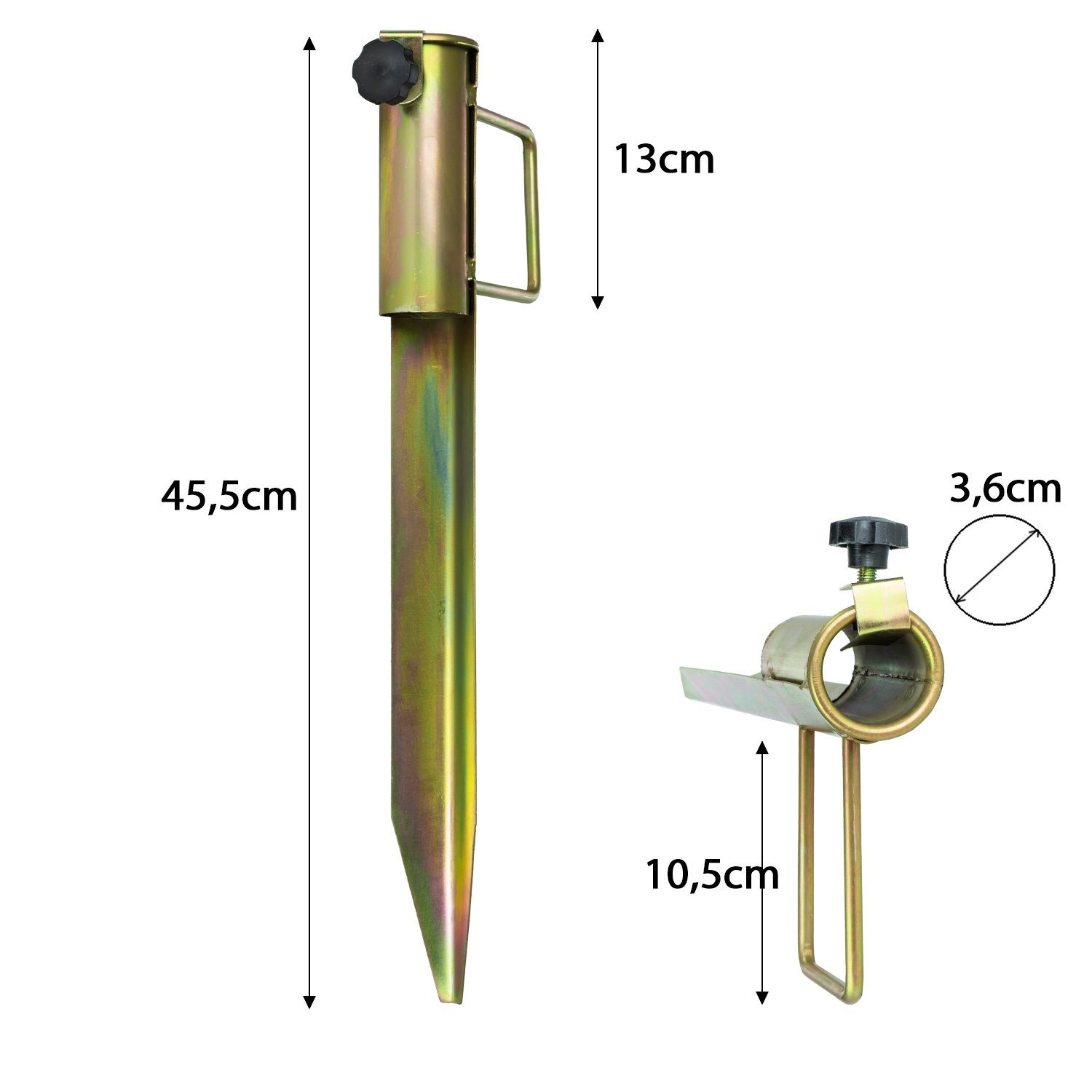 Moritz Schirmhalter Erdspieß Rasendorn Bodenhülse Ø 35 mm H 45 cm Metall verzinkt Strand – Bild 3 von 5