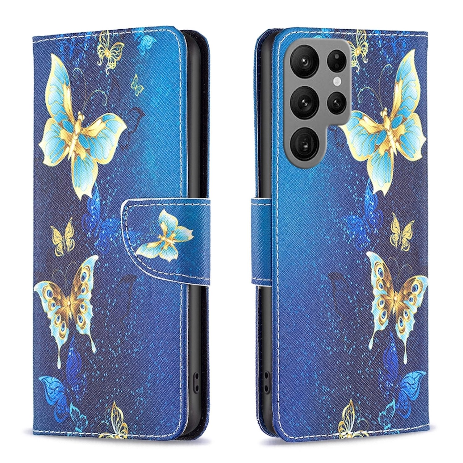 Wigento Handyhülle Für Samsung Galaxy S24 Ultra Kunstleder Tasche Hülle Book Motiv 2 Case