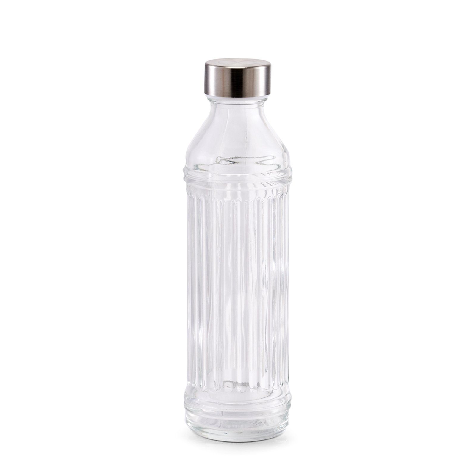Zeller Present Vorratsglas Glasflasche, 500 ml Rillenprägung, Glas, (Stück, 1-tlg), Trinkflasche togo