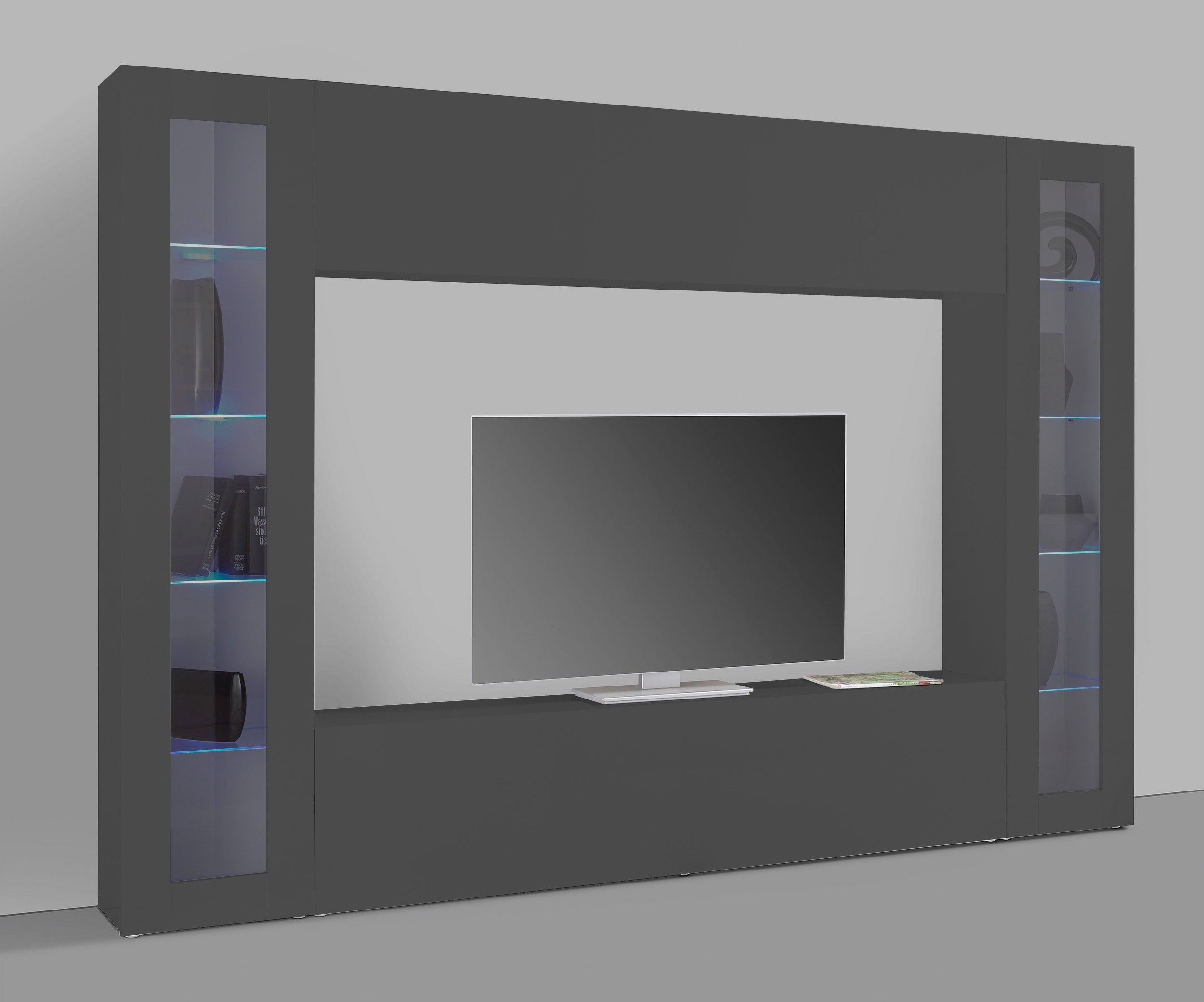 Web Furniture Wohnwand (4-teilig) in Anthrazit matt - 260x180x30 (BxHxT), (4-teilig)