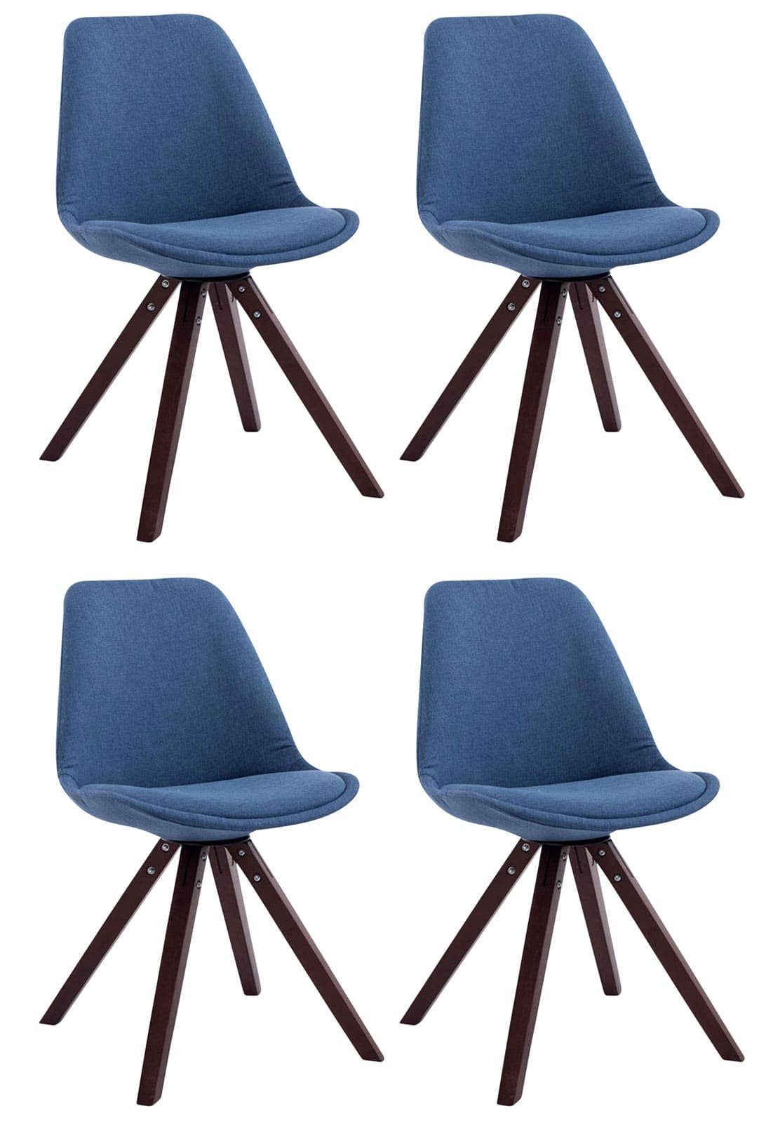 TPFLiving Besucherstuhl Toulon mit hochwertig gepolsterter Sitzfläche - Konferenzstuhl (Küchenstuhl - Esszimmerstuhl - Wohnzimmerstuhl, 4 St), Gestell: Buchenholz Cappuccino - Sitzfläche: Stoff blau