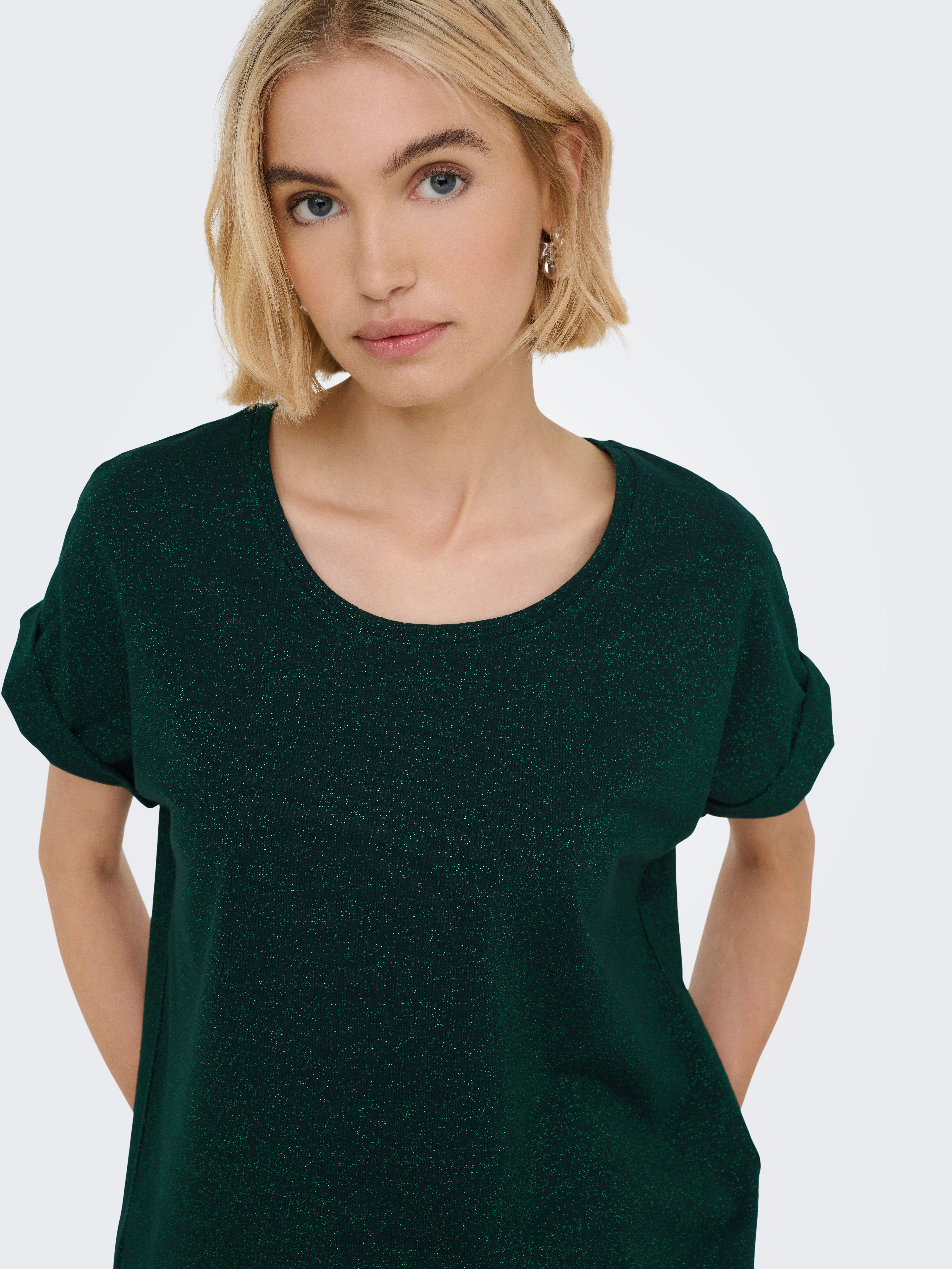 ONLY Kurzarmshirt ONLMOSTER GLITTER S/S TOP NOOS JRS mit Glitzerdetail – Bild 3 von 5