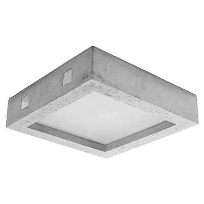 etc-shop LED Deckenleuchte, LED-Leuchtmittel fest verbaut, Deckenleuchte Wohnzimmerleuchte LED Deckenlampe Beton Glas Grau LxB