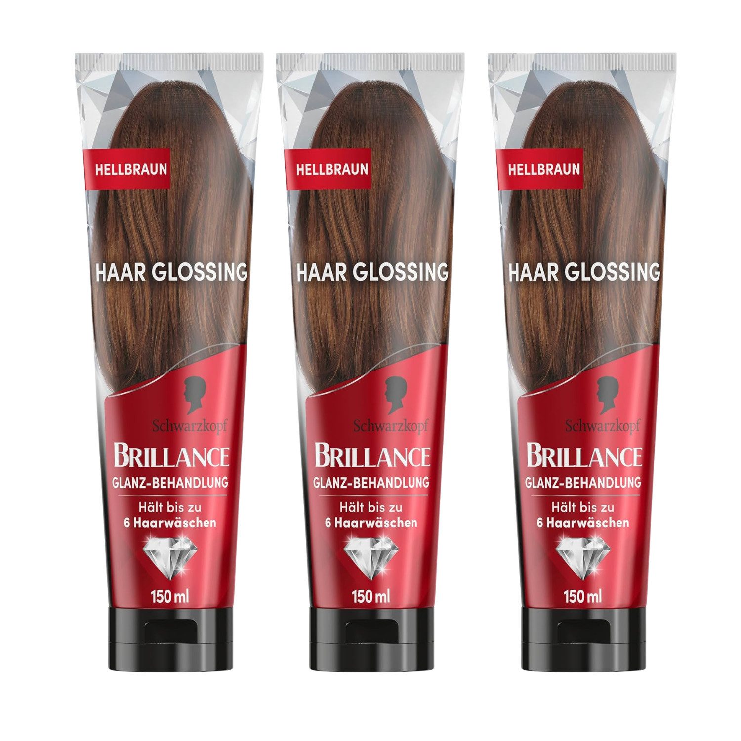 Schwarzkopf Haarkur 3 x Schwarzkopf Brillance Haar Glossing Hellbraun je150ml Haarkur