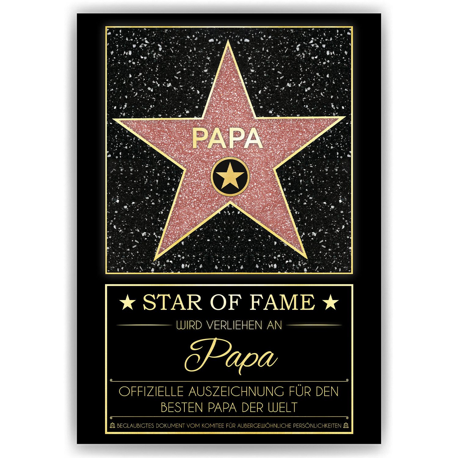 Tigerlino Poster Papa Hollywood Stern Urkunde Geburtstag Geschenkidee Vatertag