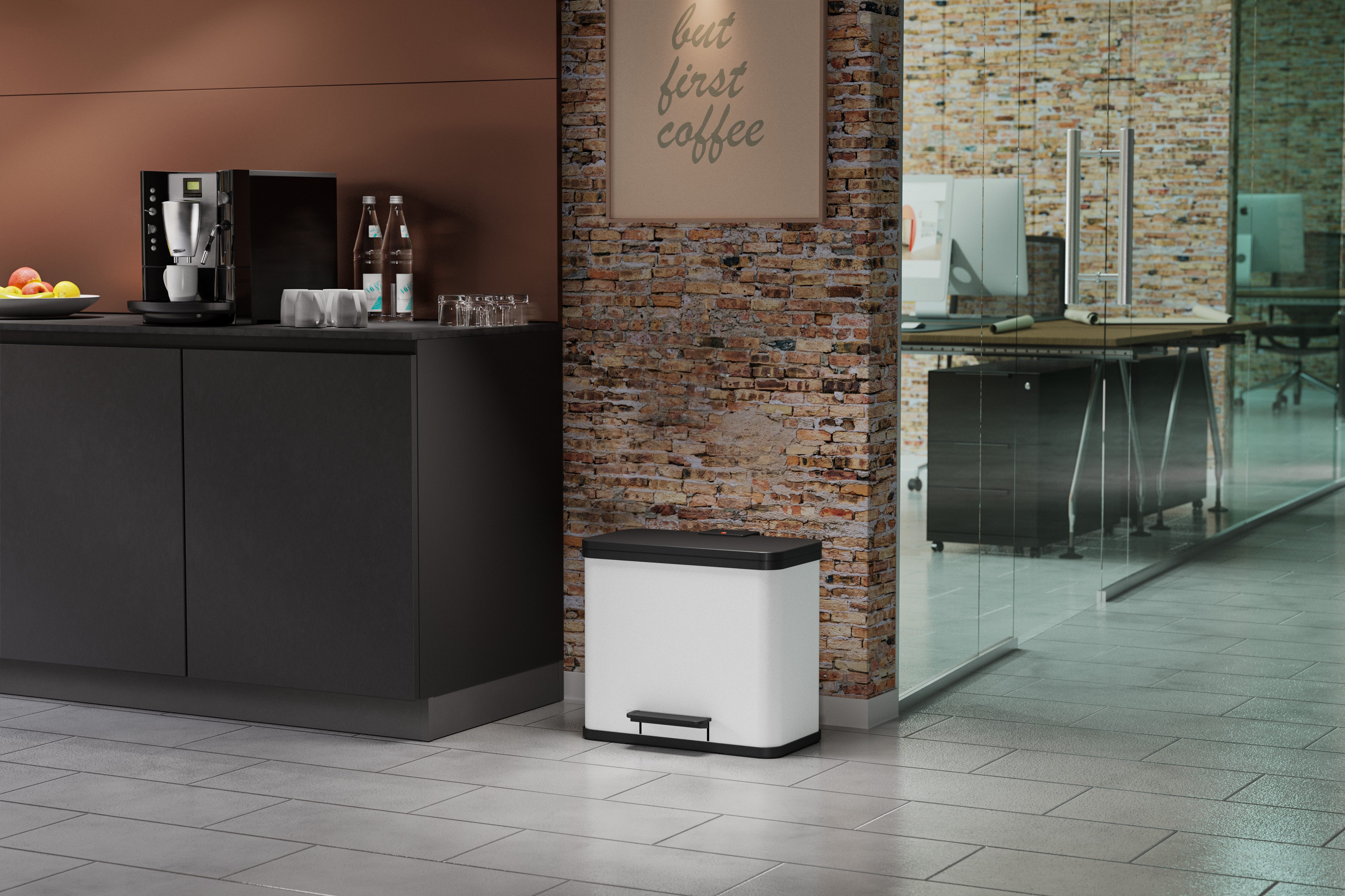 Hailo Mülleimer Öko duo Plus L, 26 l, Stahlblech o. Edelstahl, Kunststoff Inneneimer, Made in Germany