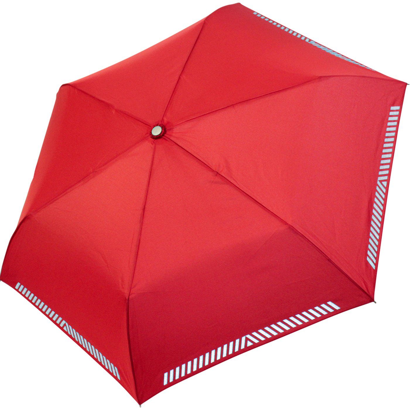 iX-brella Taschenregenschirm Mini Kinderschirm rot leicht, Reflex Safety reflektierend extra