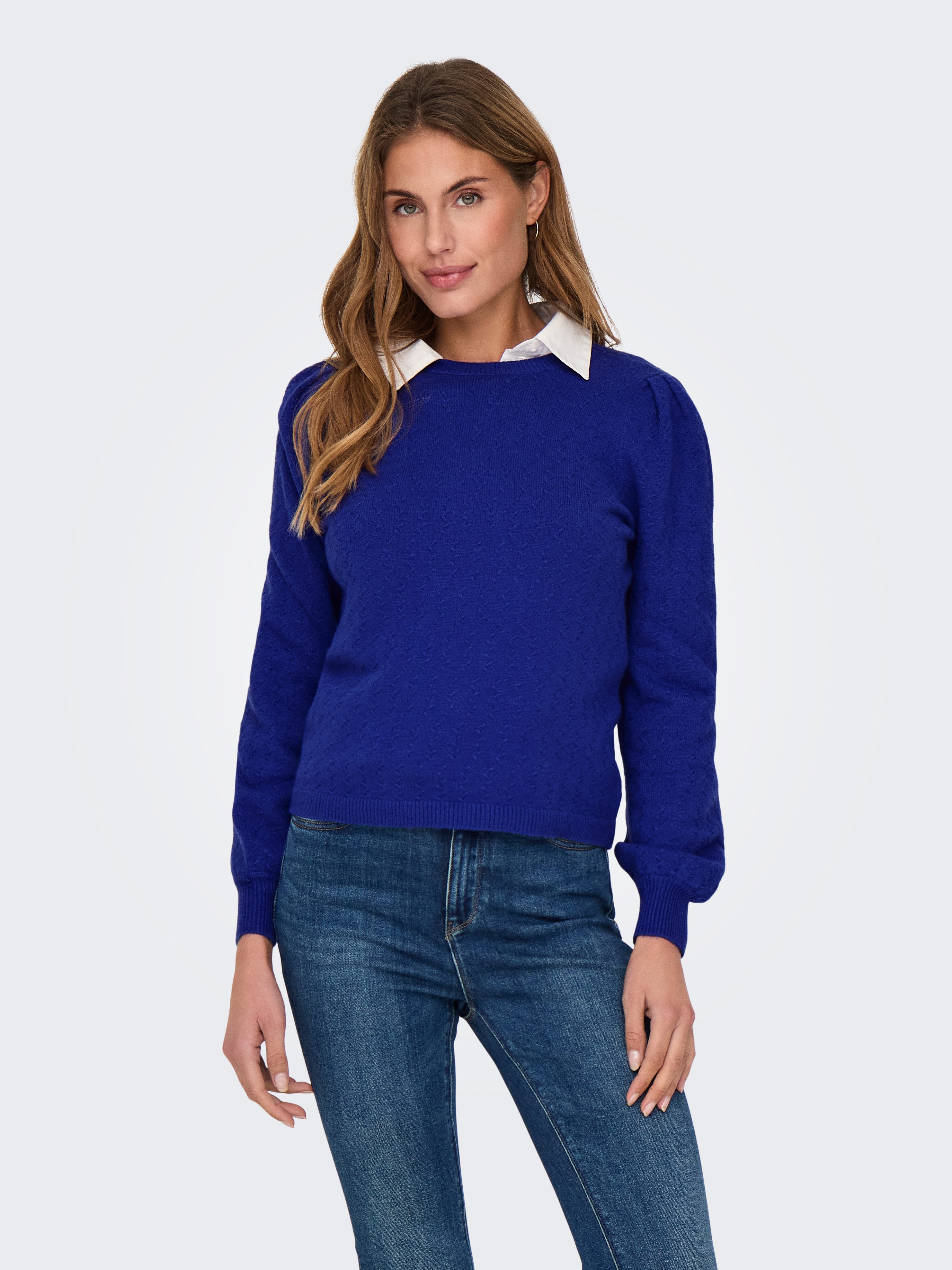 ONLY Rundhalspullover ONLKATIA LS STRUCTURE PUFF O-NECK CC KNT günstig online kaufen