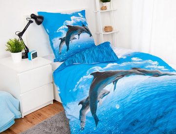 Kinderbettwäsche Delphin Bettwäsche Set Delfin 2tlg. 135x200 cm 100% Baumwolle, Herding