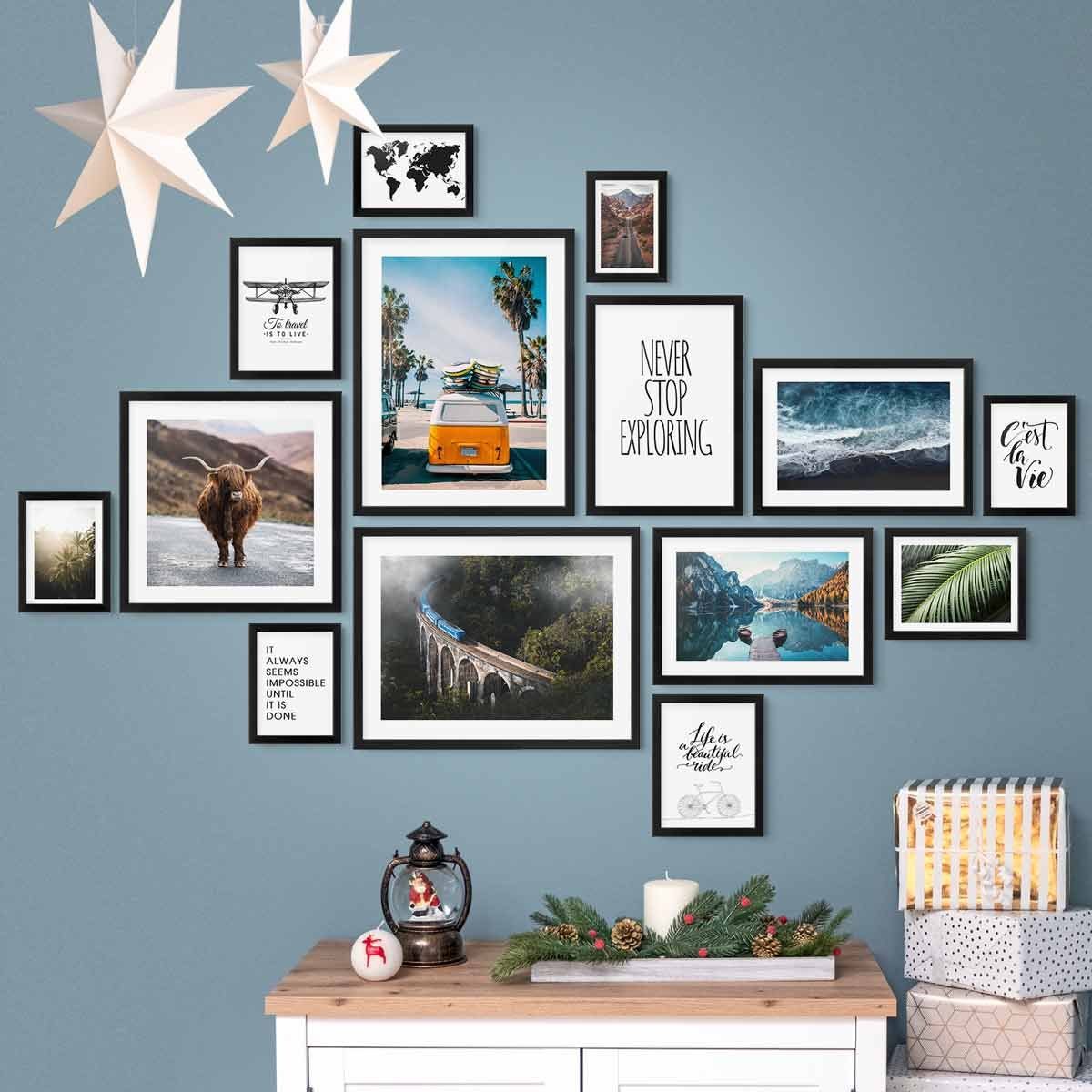 PHOTOLINI Bilderrahmen 14er Set Modern Schmal 10x15 bis 30x40 cm günstig online kaufen