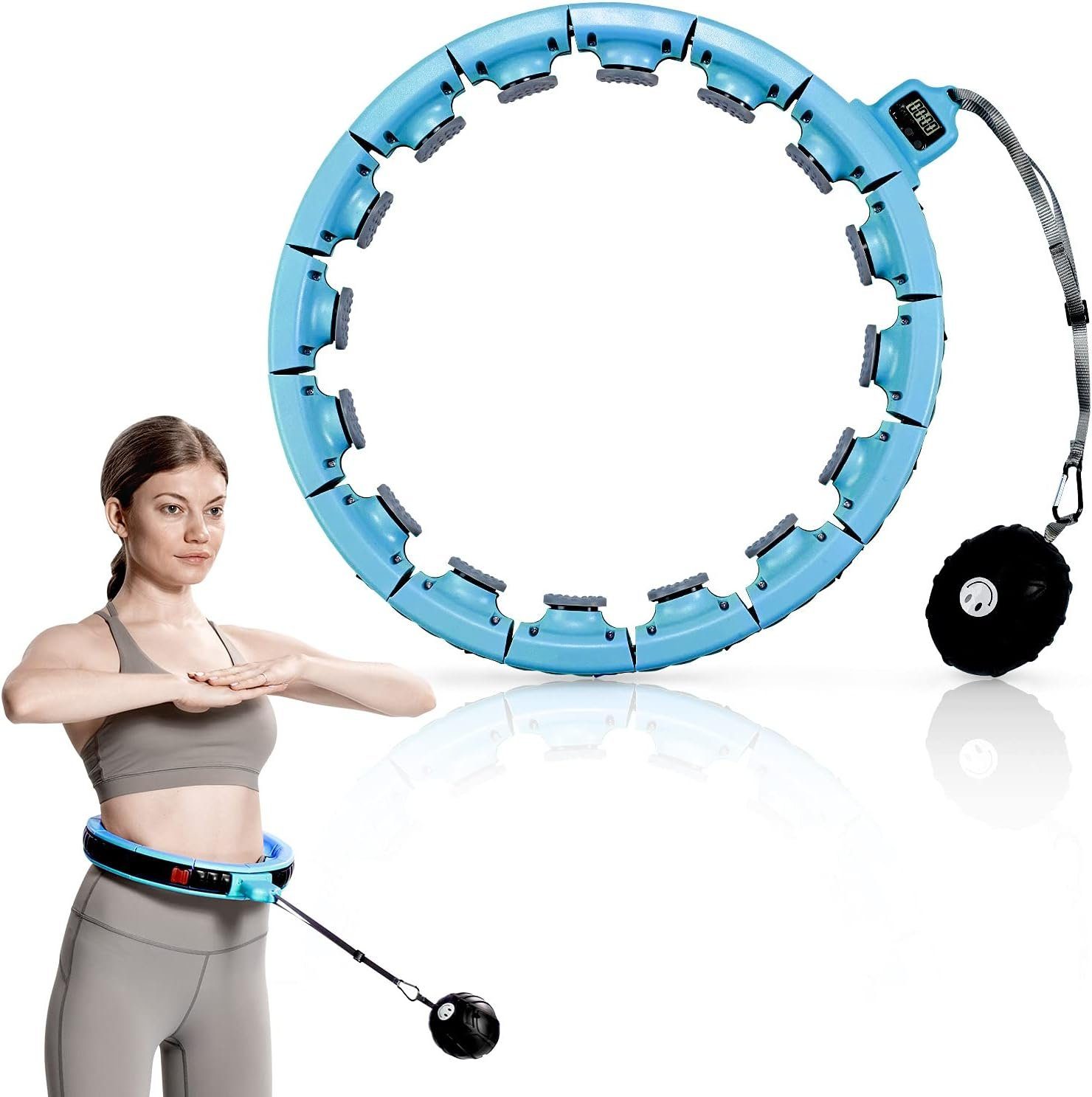 keystar Hula-Hoop-Reifen mit intelligentem Digitalzähler und 16 abnehmbaren Teilen, (75cm bis 125cm Taillenumfang, Massagenoppen für entspannendes Hula Hoop Erlebnis, 16-tlg., Perfekt für effektiven Gewichtsverlust und Spaß beim Training)