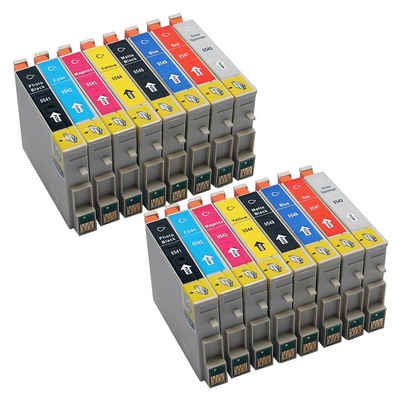 ABC Tintenpatrone (Kompatibles Set 16x Druckerpatrone für Epson Stylus Photo R800 R1800, ABC)
