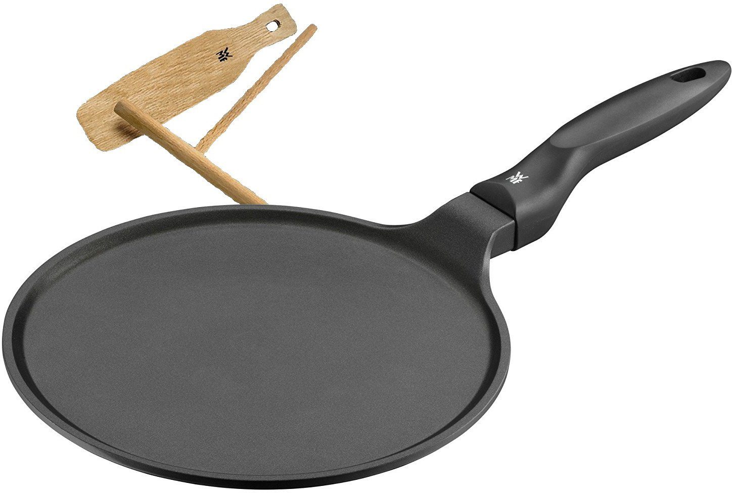 WMF Crêpepfanne Devil Crepe Pfanne Induktion 27 cm, Aluminiumguss, mit Teigverteiler und Holzschaufel, für alle Herdarten geeignet