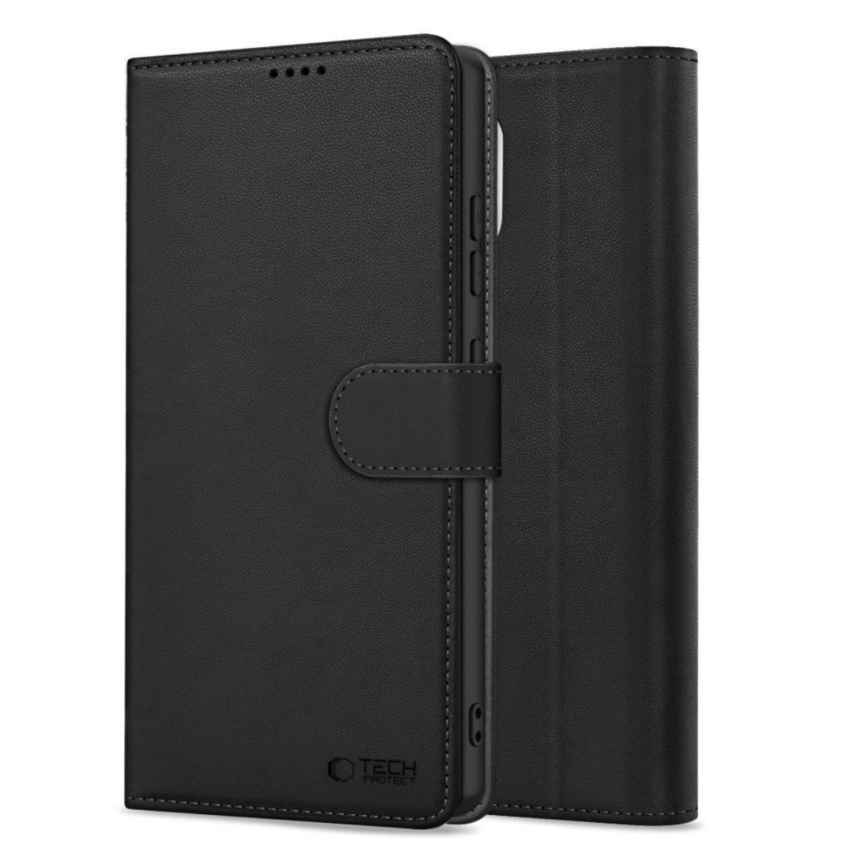 TECH PROTECT Handyhülle Wallet Case kompatibel mit Xiaomi Poco C85 Schwarz 6.7 Zoll, Brieftaschenhülle mit Kartenfächern und Standfunktion