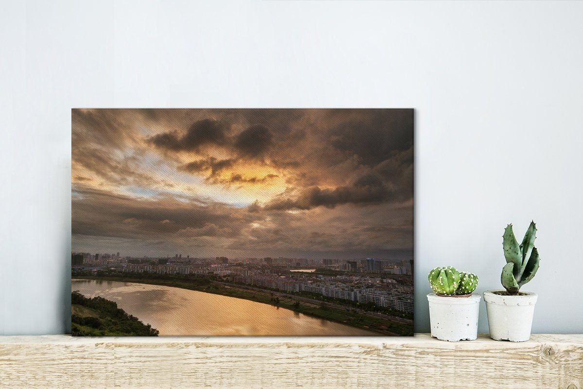 China, in cm Wandbild 30x20 Leinwandbilder, Nanning Farbenfrohe Wolkenformation Aufhängefertig, (1 OneMillionCanvasses® Leinwandbild St), Wanddeko, über