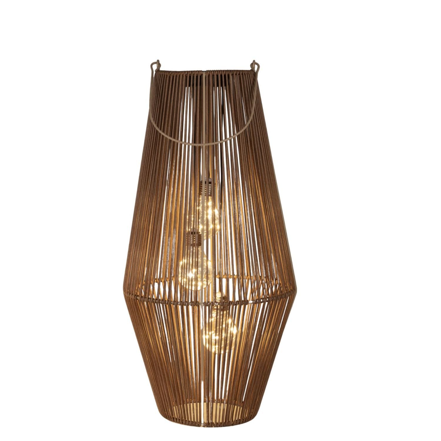 formano LED Tischleuchte Rattan-Optik, LED, Solarbetrieben, Braun, Bänder, H: 54cm