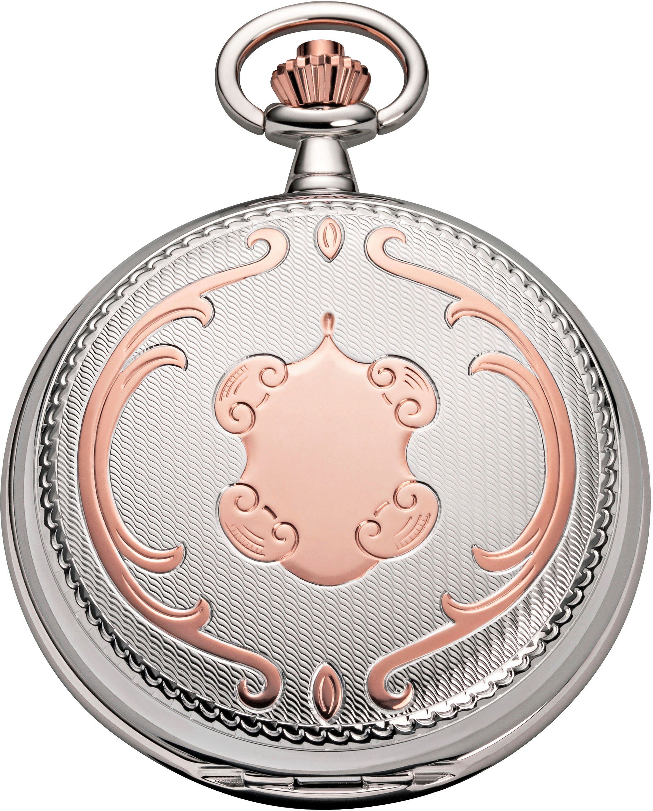 Regent Taschenuhr P702-19370540, (Set, 2-tlg., mit dazu passender Kette), Herrenuhr, Handaufzug, Acrylglas, skelettiertes Zifferblatt
