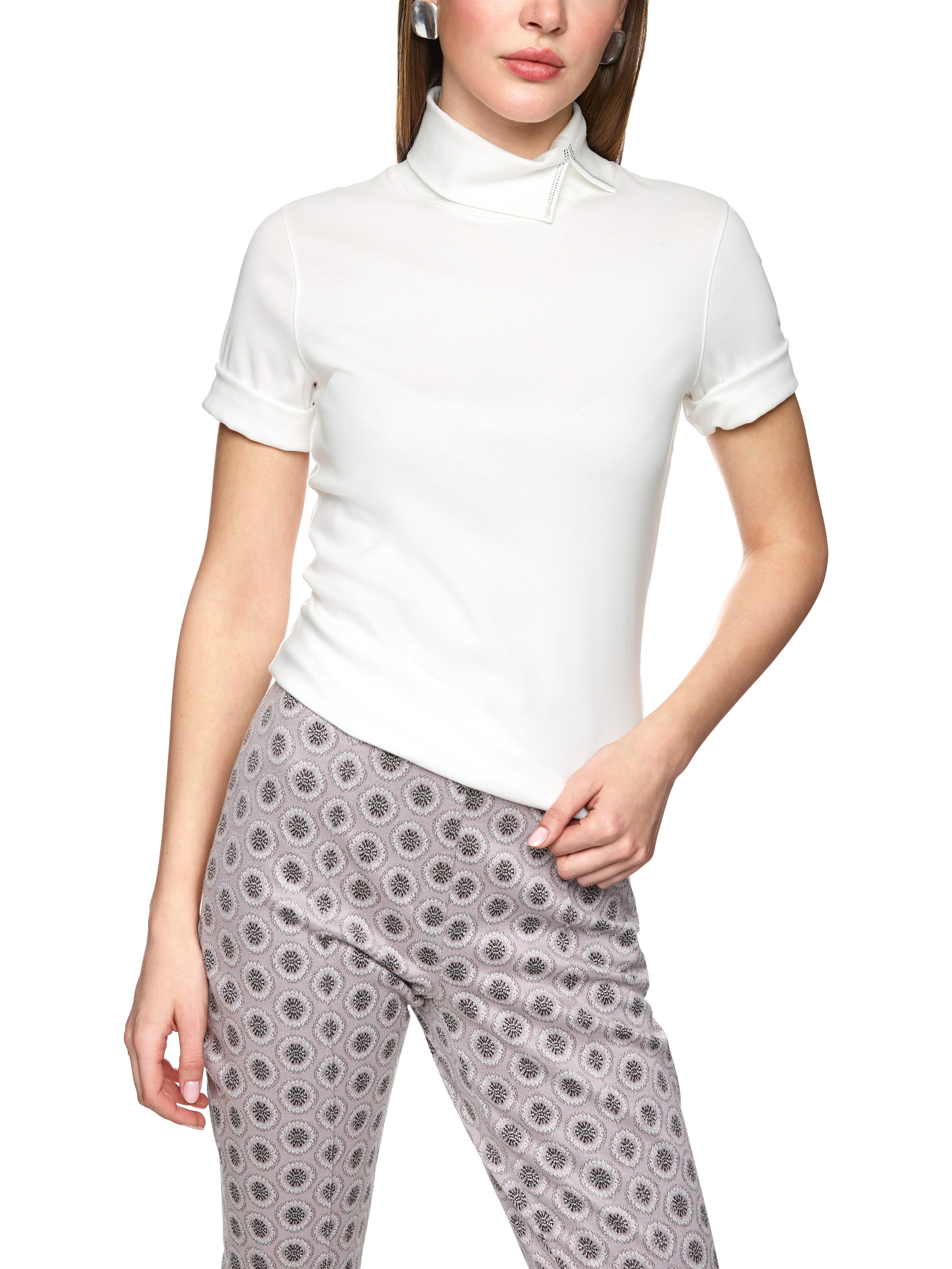 Marc Cain T-Shirt Romantic Tresaures Premium Damenmode mit Rollkragen, figurnaher Schnitt
