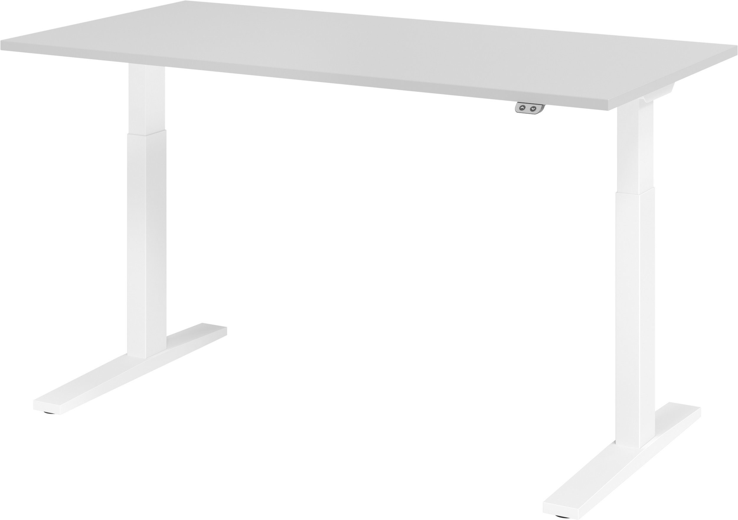 bümö Schreibtisch elektrisch XMKA - Arbeitshöhe: elektrisch höhenverstellbar, Rechteck: 160 x 80 cm - Dekor: Grau - Gestell: Weiß