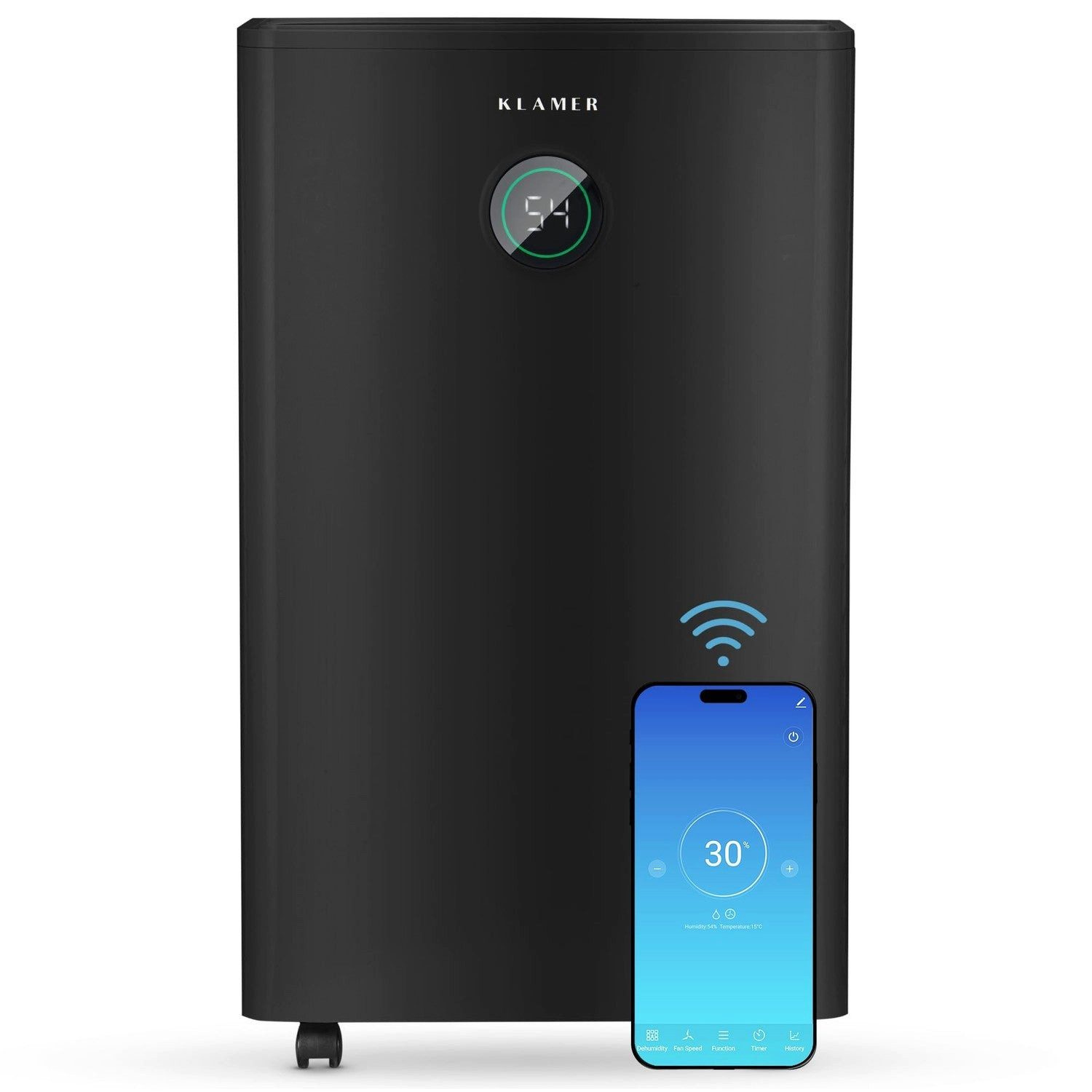 KLAMER Luftentfeuchter elektrisch 20L, 180m³ Luftumwälzung pro Stunde, 440W starker Raumentf…, Entfeuchtung 20 l/Tag, Timer 1-24h, diverse Modi, Nachtmodus, Feuchtigkeit in 5%-Schritten