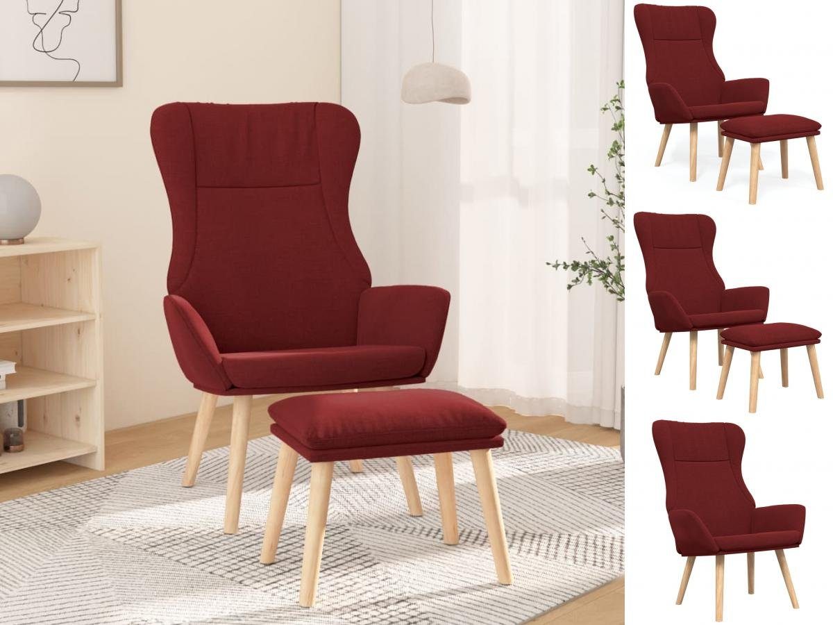 vidaXL Sessel Relaxsessel mit Hocker Weinrot Stoff Relaxstuhl Lesesessel