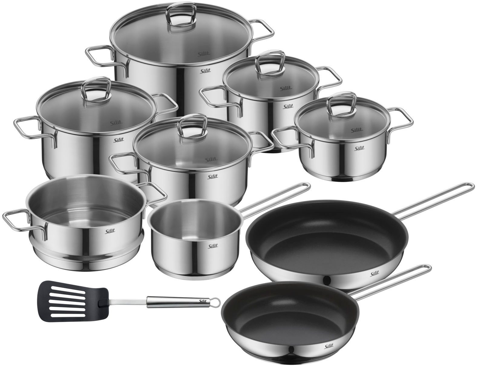 Topf-Set Alicante Induktion 10-teilig, Kochtopfset Induktion mit Glasdeckel