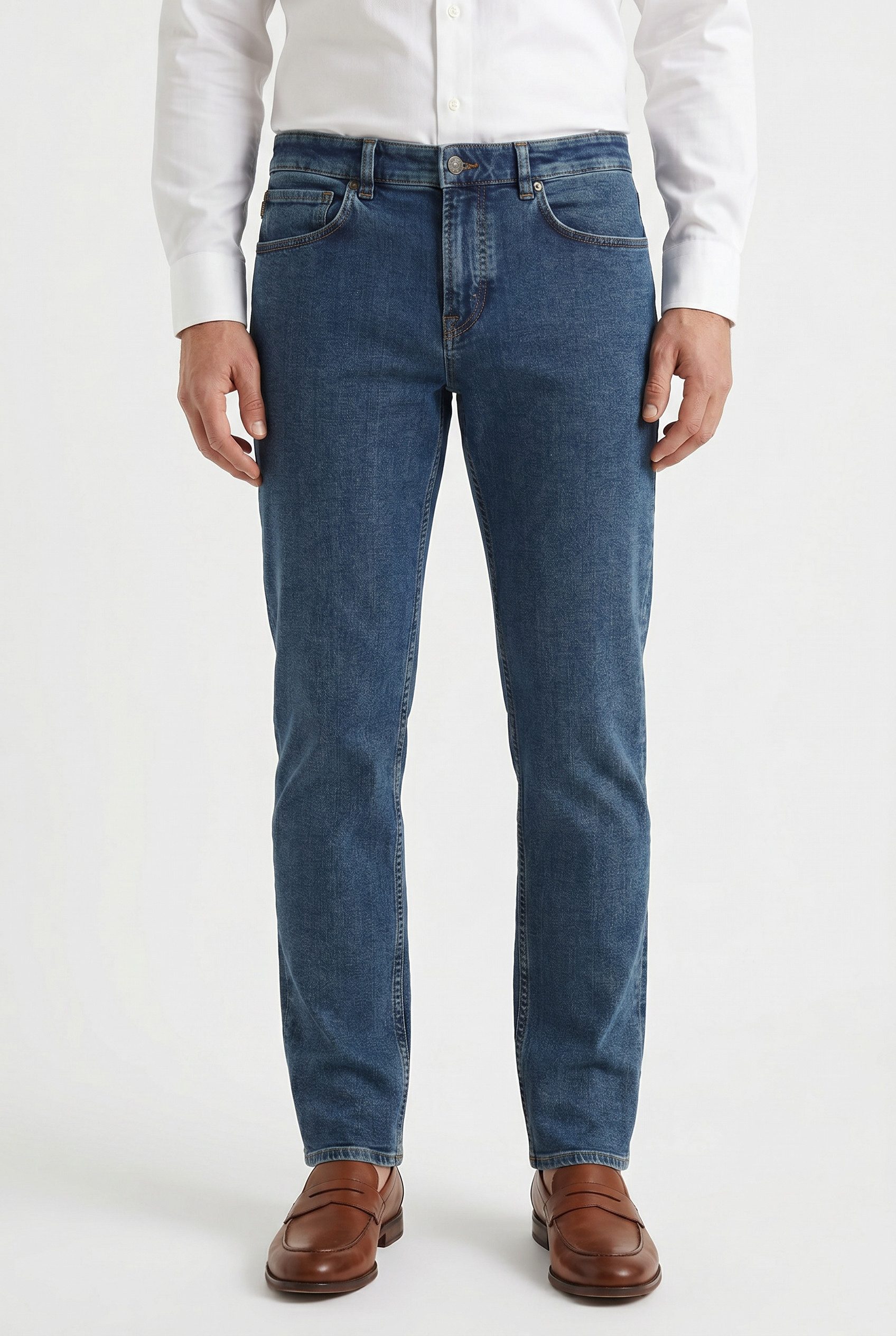 BOSS ORANGE 5-Pocket-Jeans RE.MAINE Regular Fit, Baumwoll-Mix, used washed